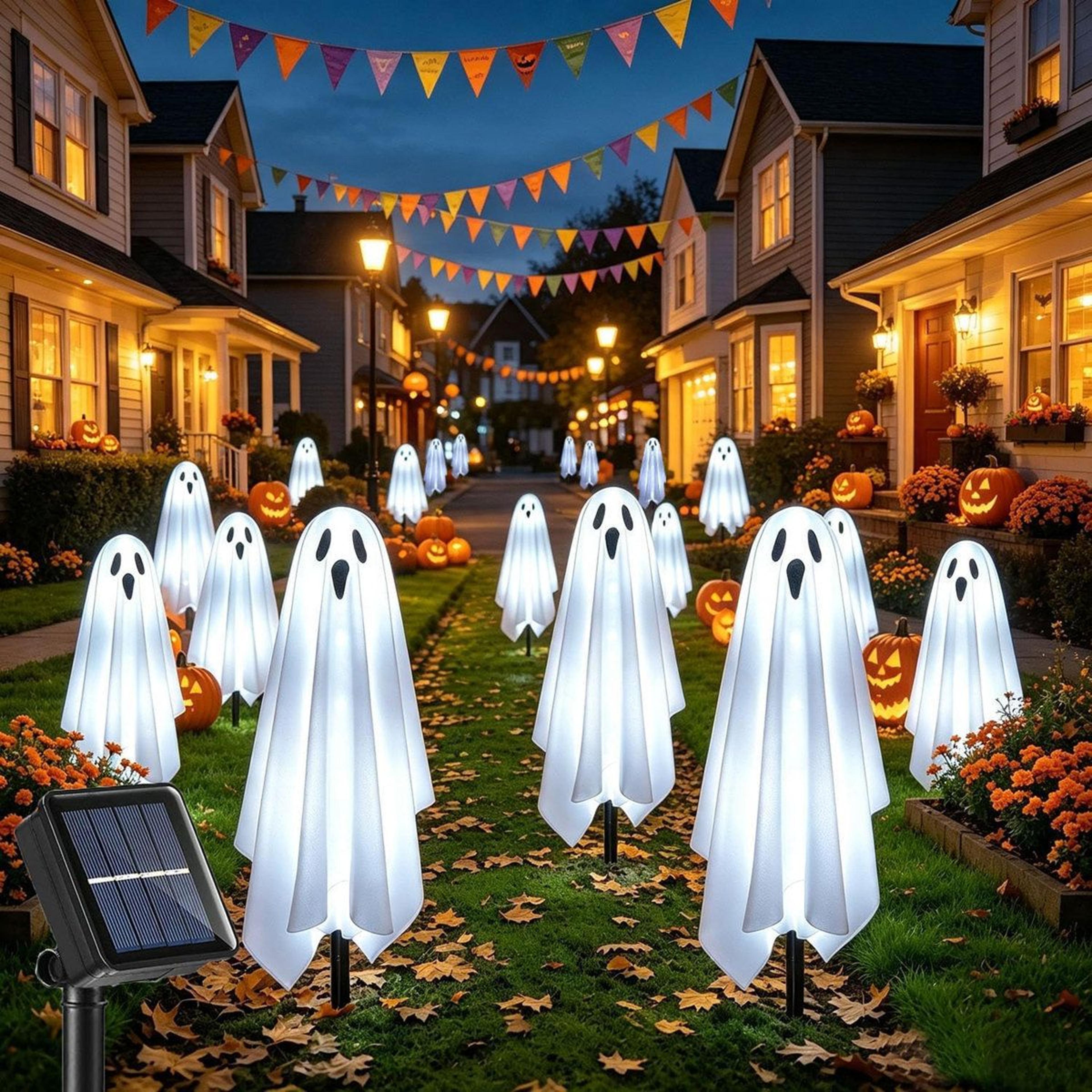 6 Pack Solar Ghost Stake Lights For Outdoor Halloween Decorations 1