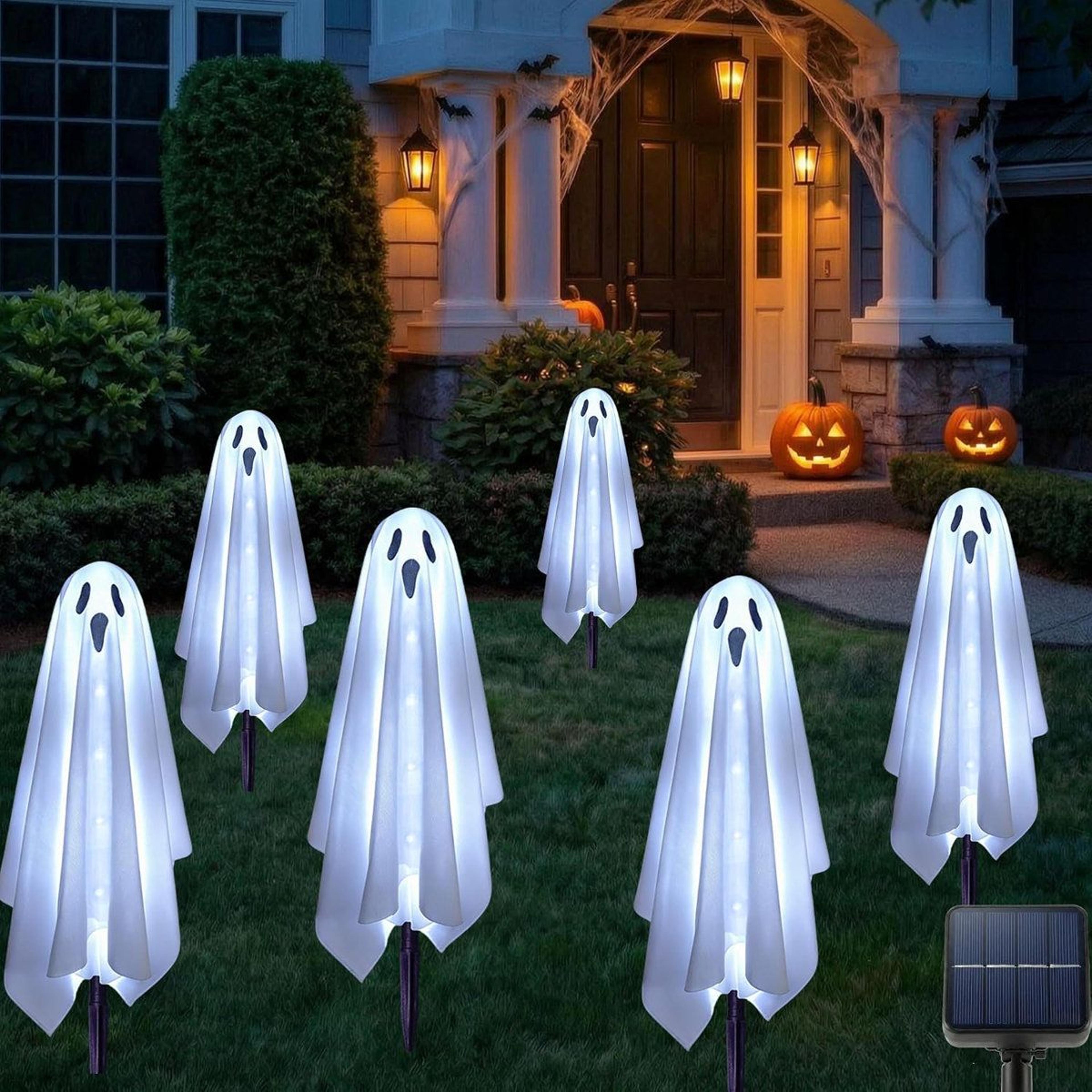6 Pack Solar Ghost Stake Lights For Outdoor Halloween Decorations 4