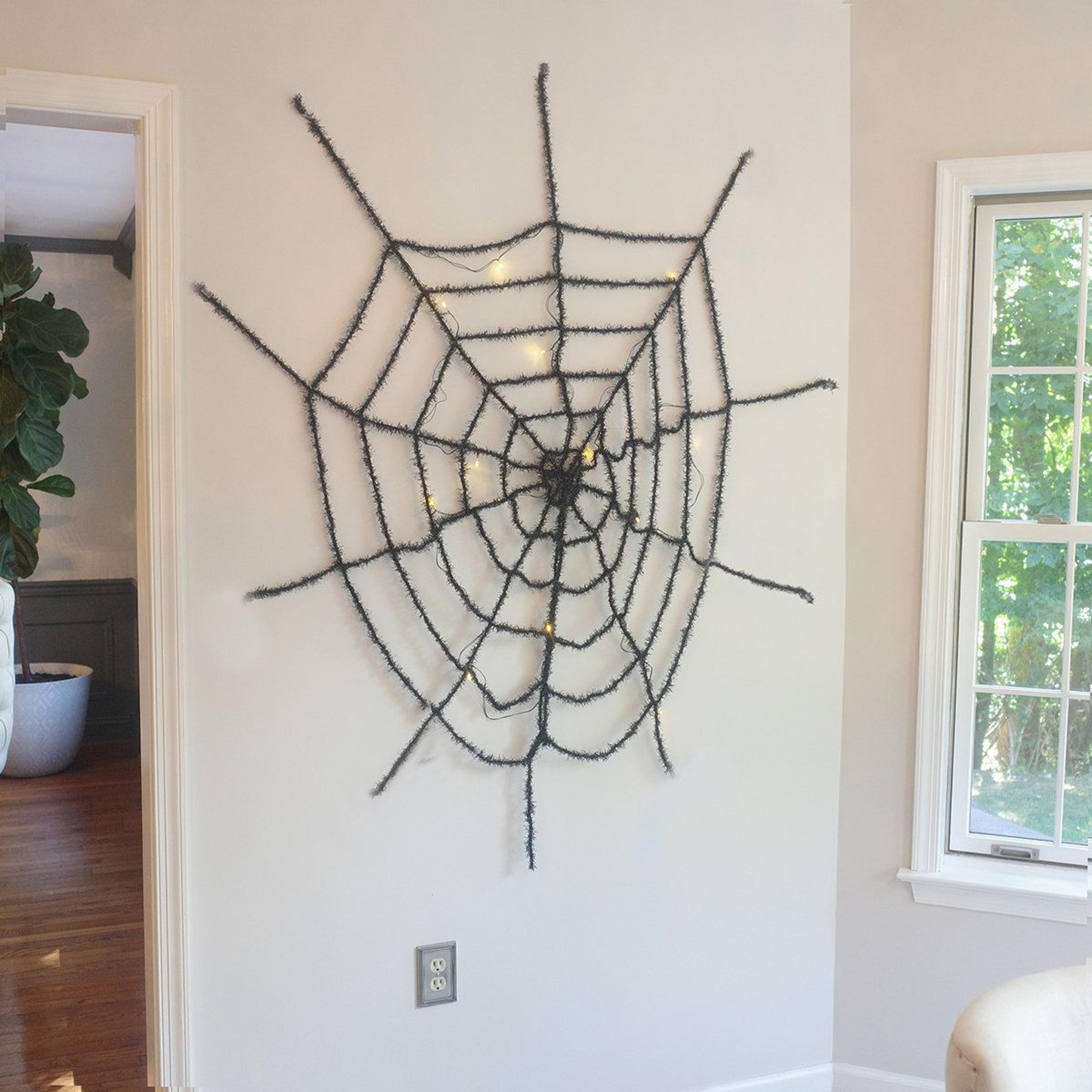 6 Ft Black LED Light Up Spider Web Halloween Decoration For Indoor And Outdoor Use 1
