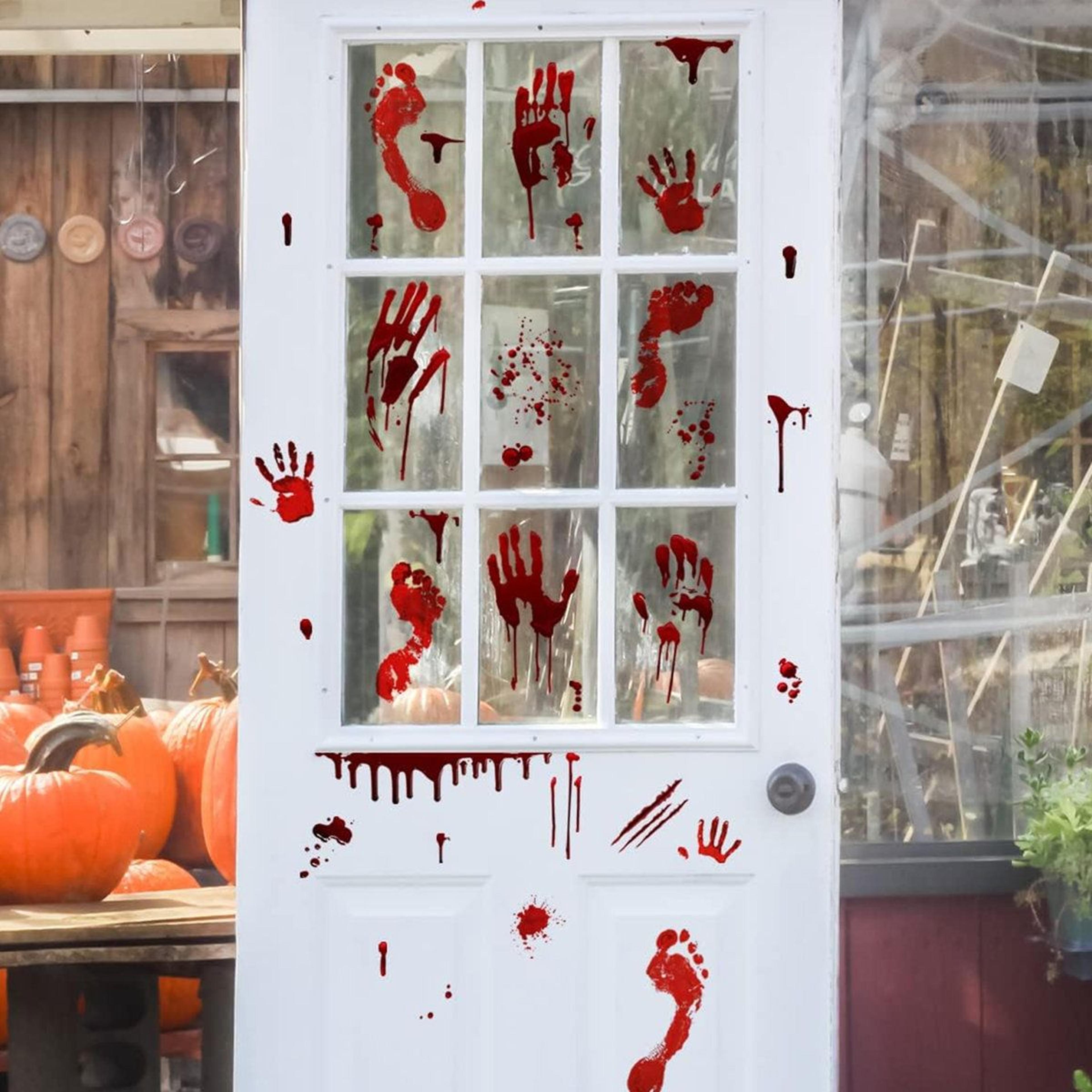 16Piece Halloween Bloody Handprint And Footprint Stickers For Indoor And Outdoor Decor 2