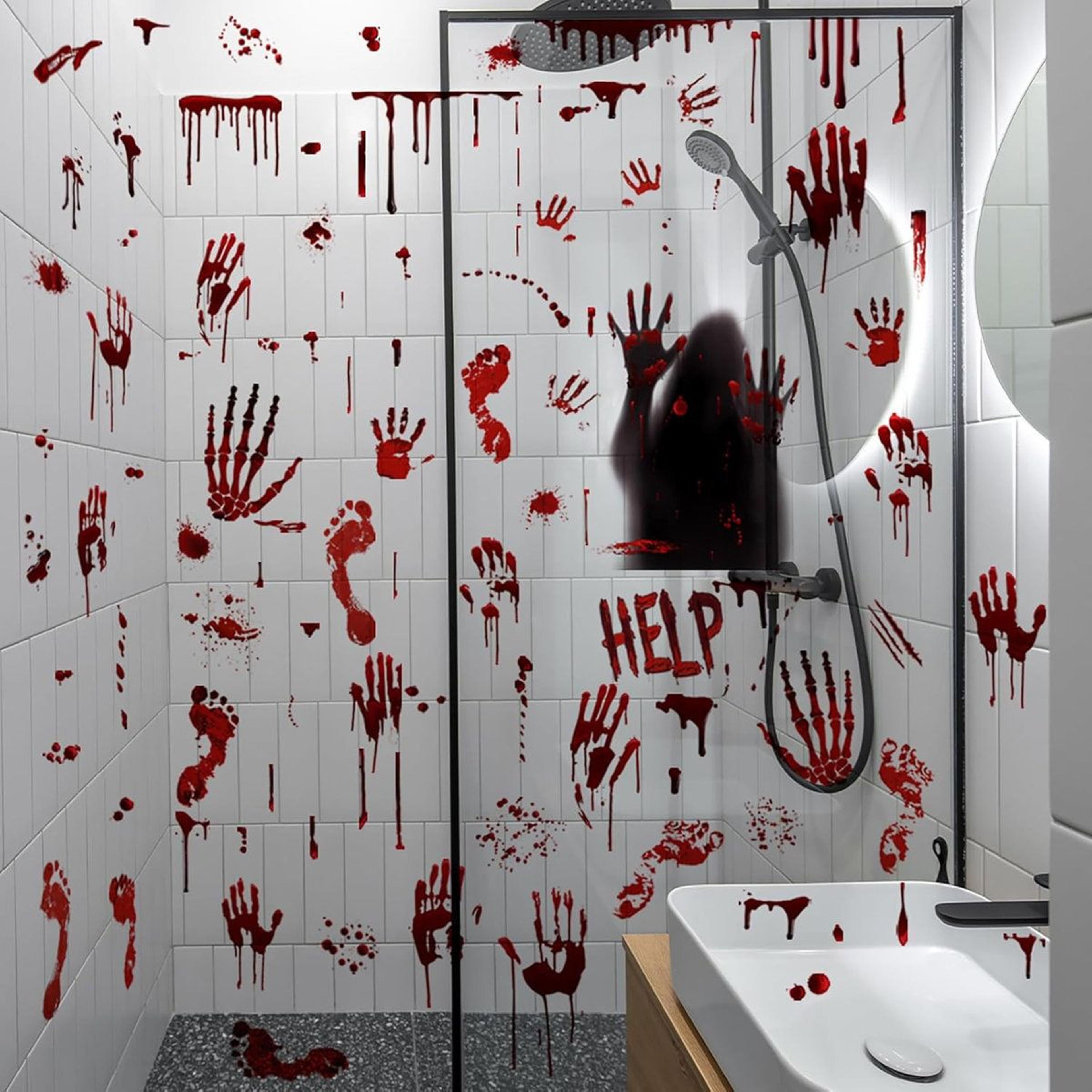 16Piece Halloween Bloody Handprint And Footprint Stickers For Indoor And Outdoor Decor 6