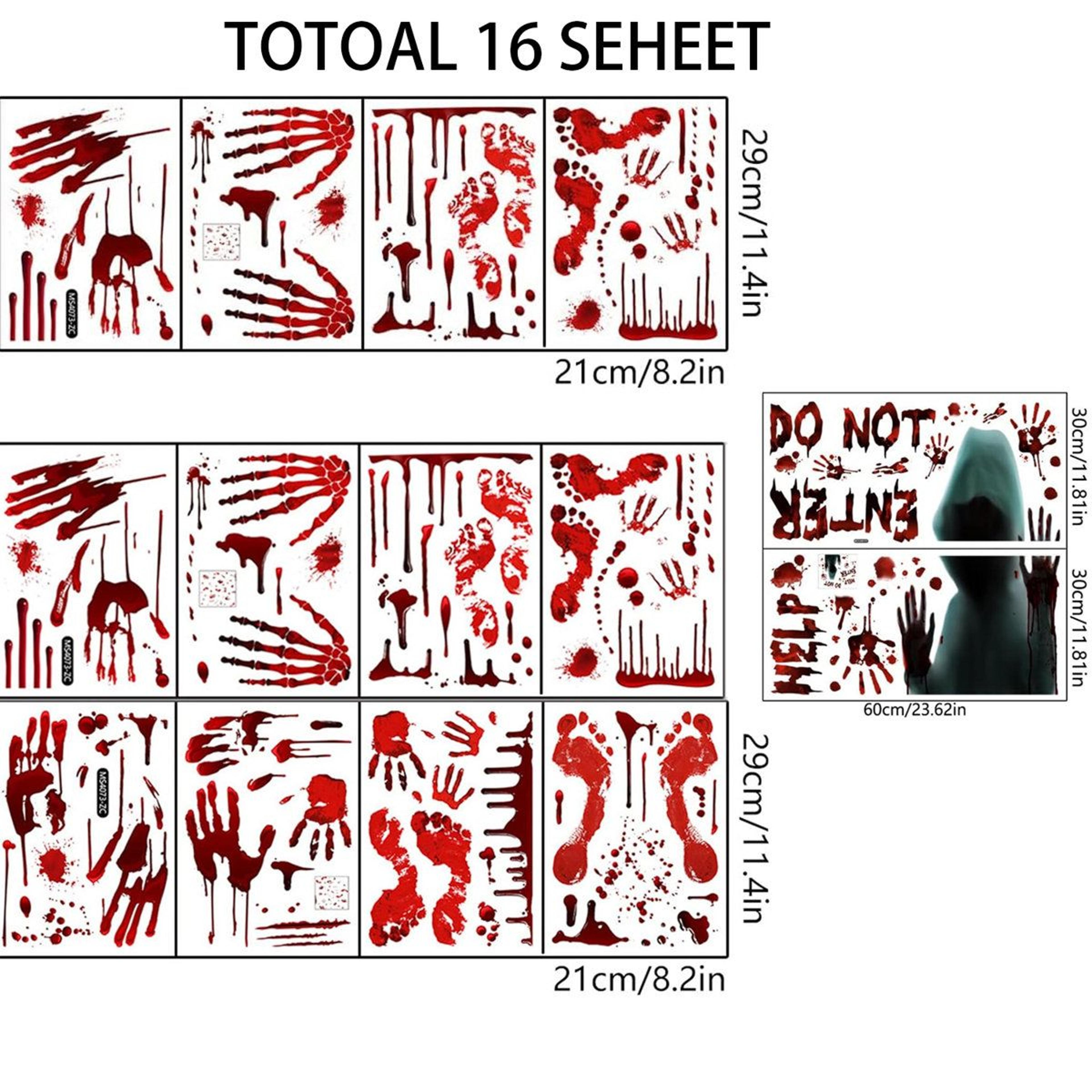 16Piece Halloween Bloody Handprint And Footprint Stickers For Indoor And Outdoor Decor 1