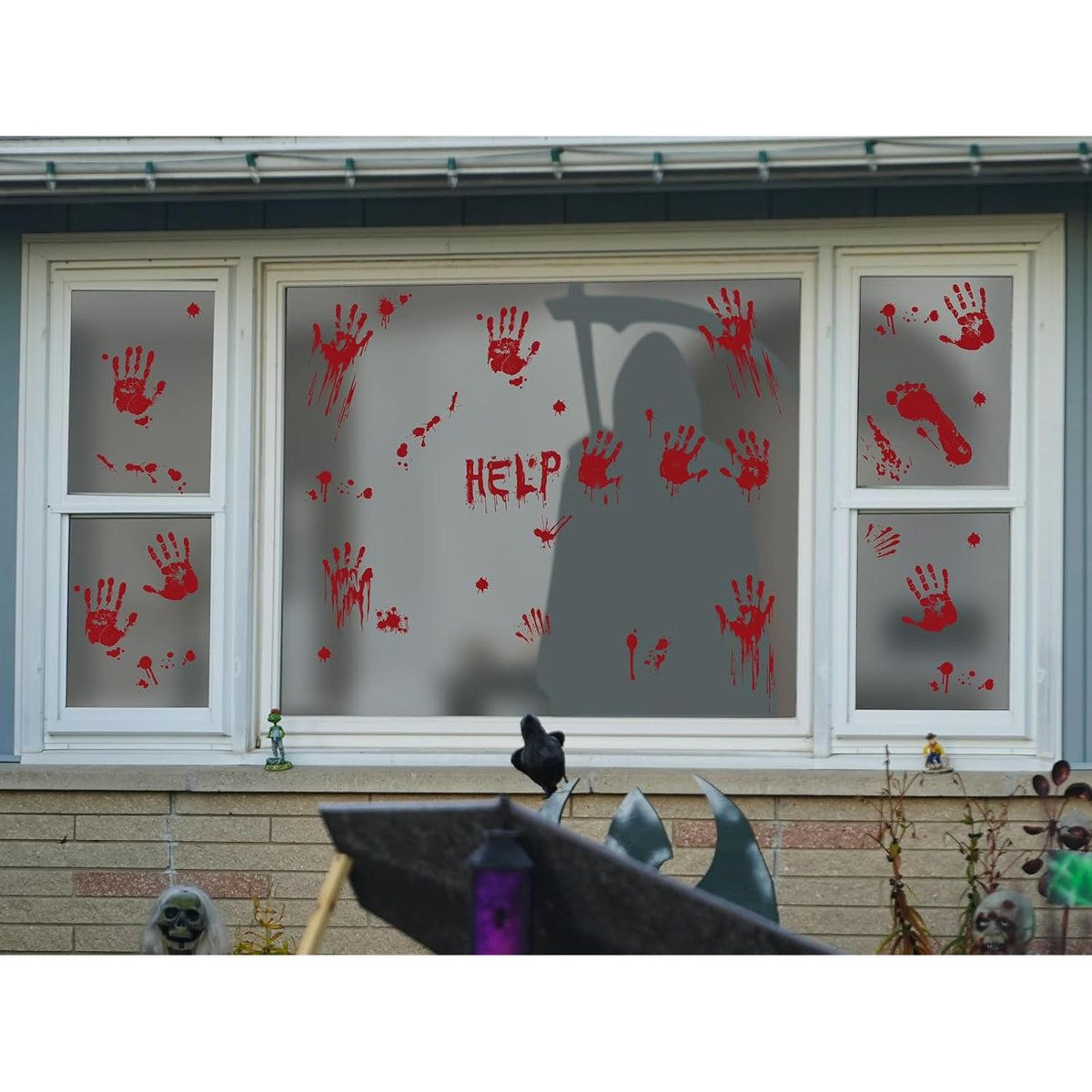 16Piece Halloween Bloody Handprint And Footprint Stickers For Indoor And Outdoor Decor 5