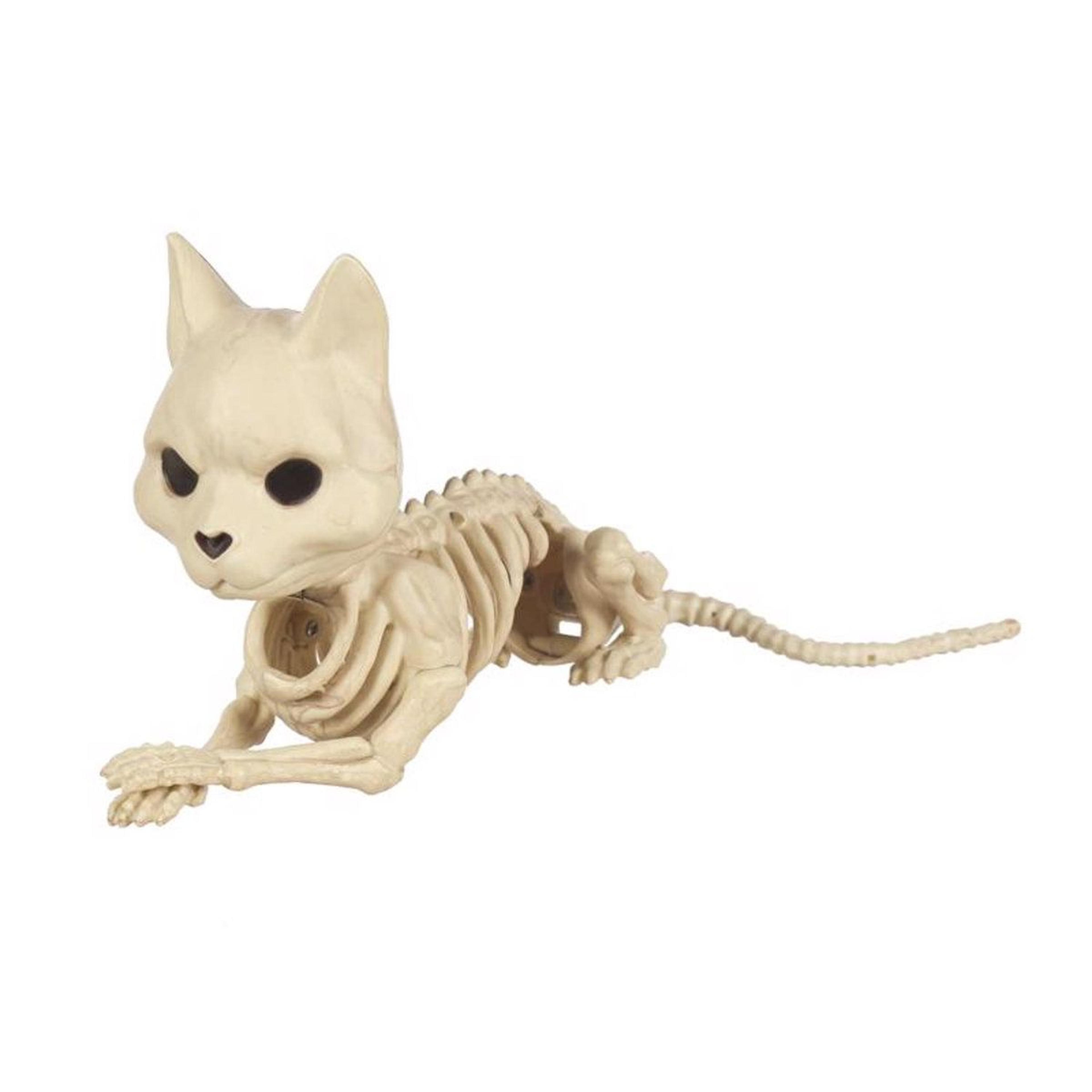 skeleton cat halloween decoration with posable tail for indoor and outdoor decor