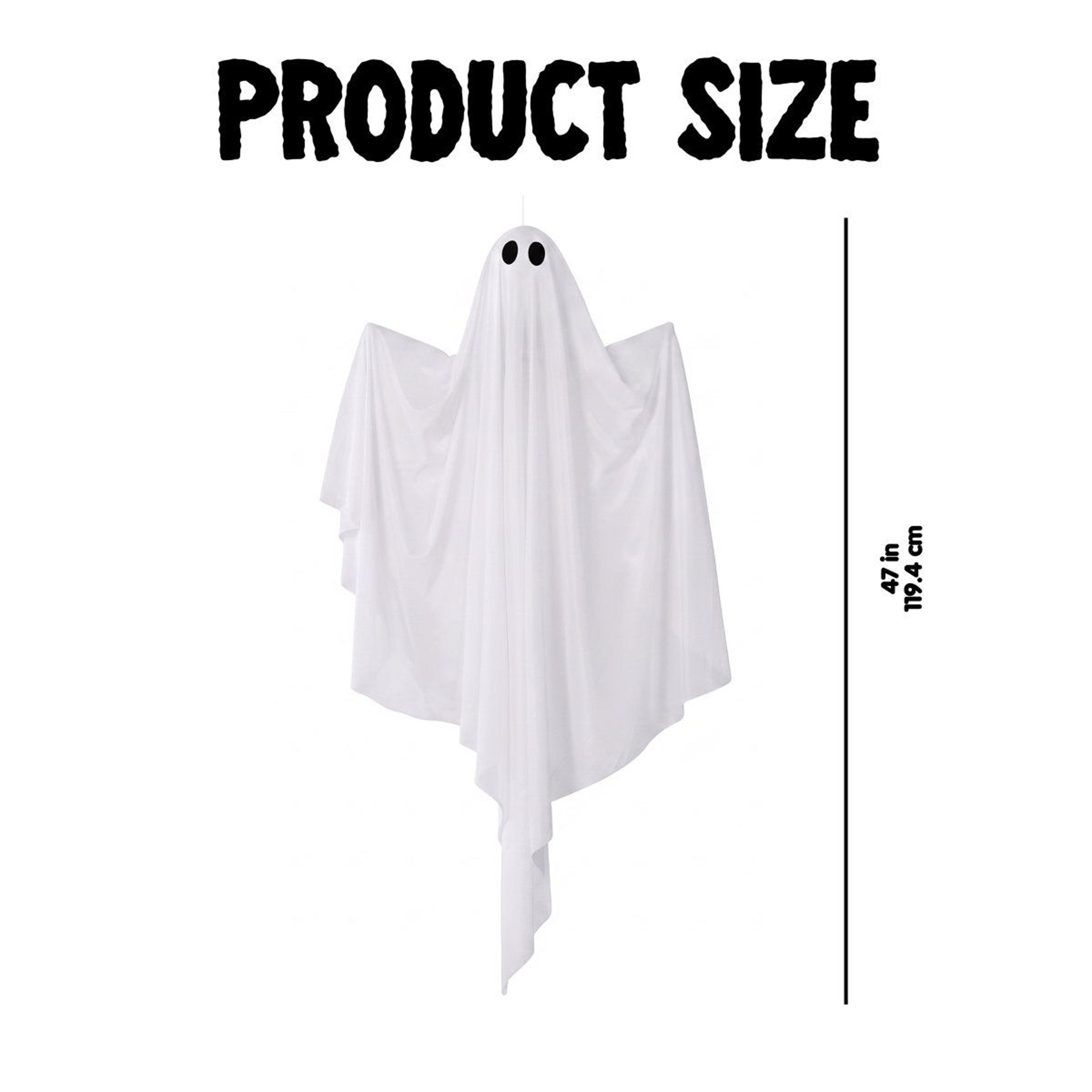 Set Of 2 Hanging Halloween Ghost Decorations With Cool White LED Lights And Timer 3