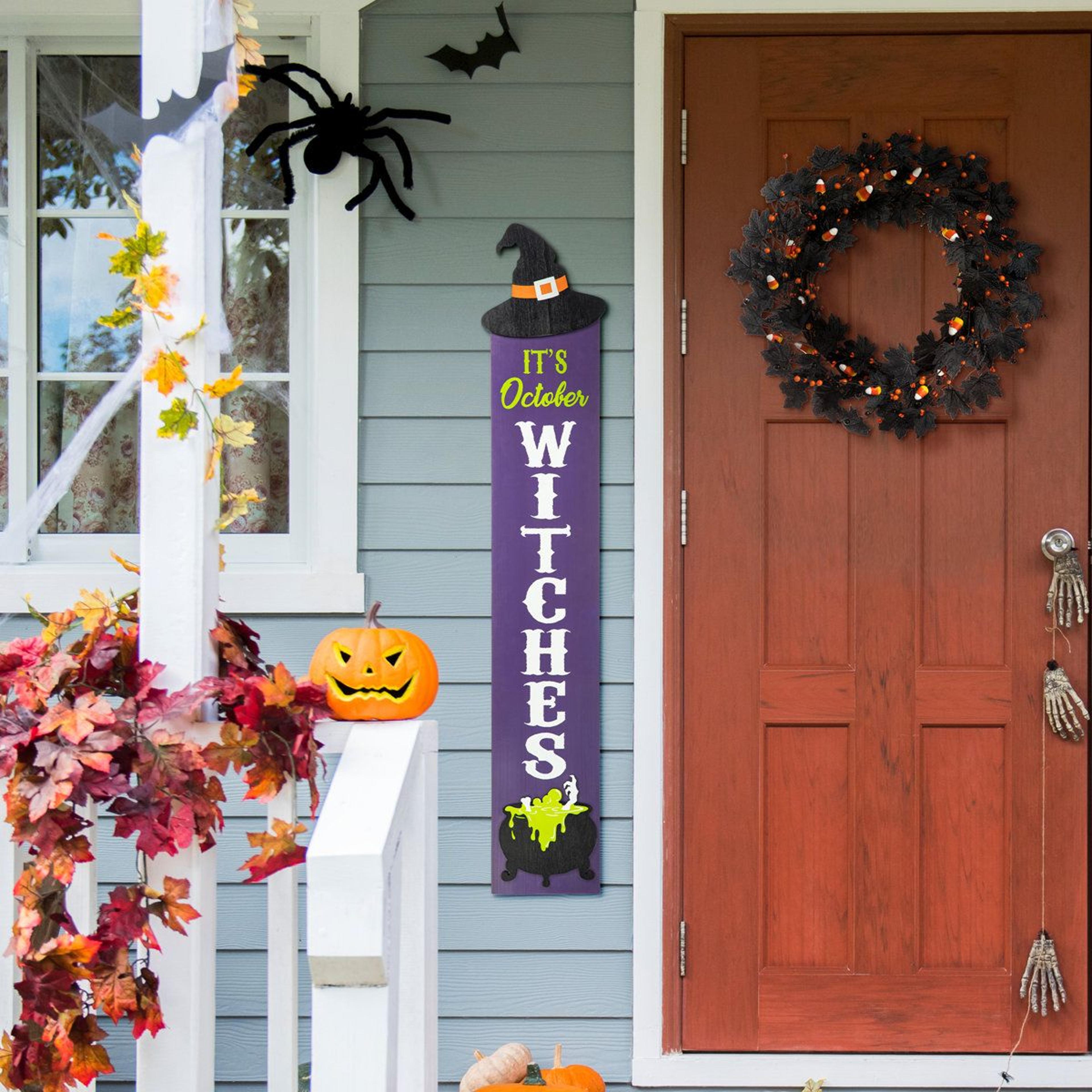 Halloween Witch Porch Sign  Purple Wooden Outdoor Decoration 4
