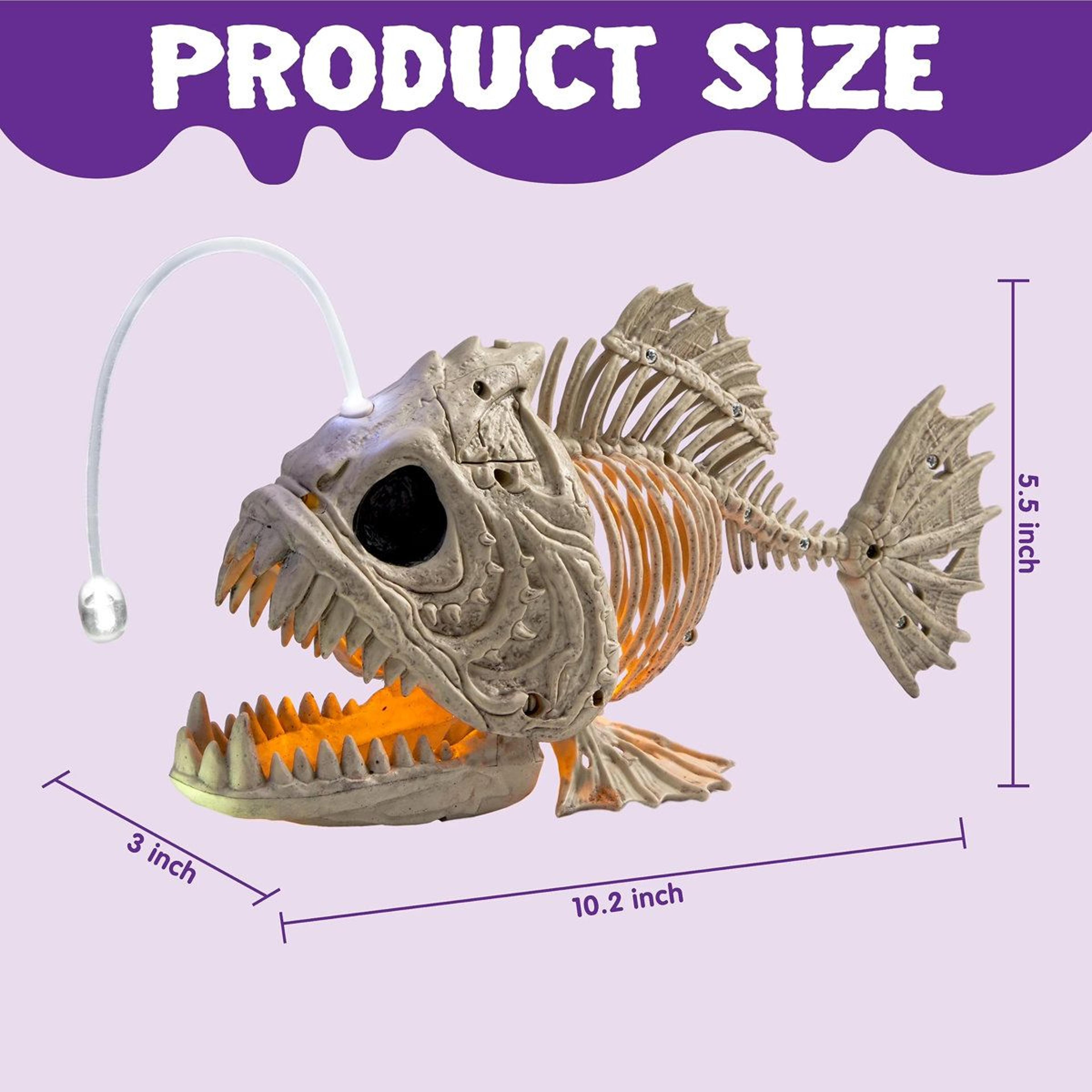 Halloween Skeleton Fish Decoration With LED Eyes For Indoor And Outdoor Spooky Decor 1