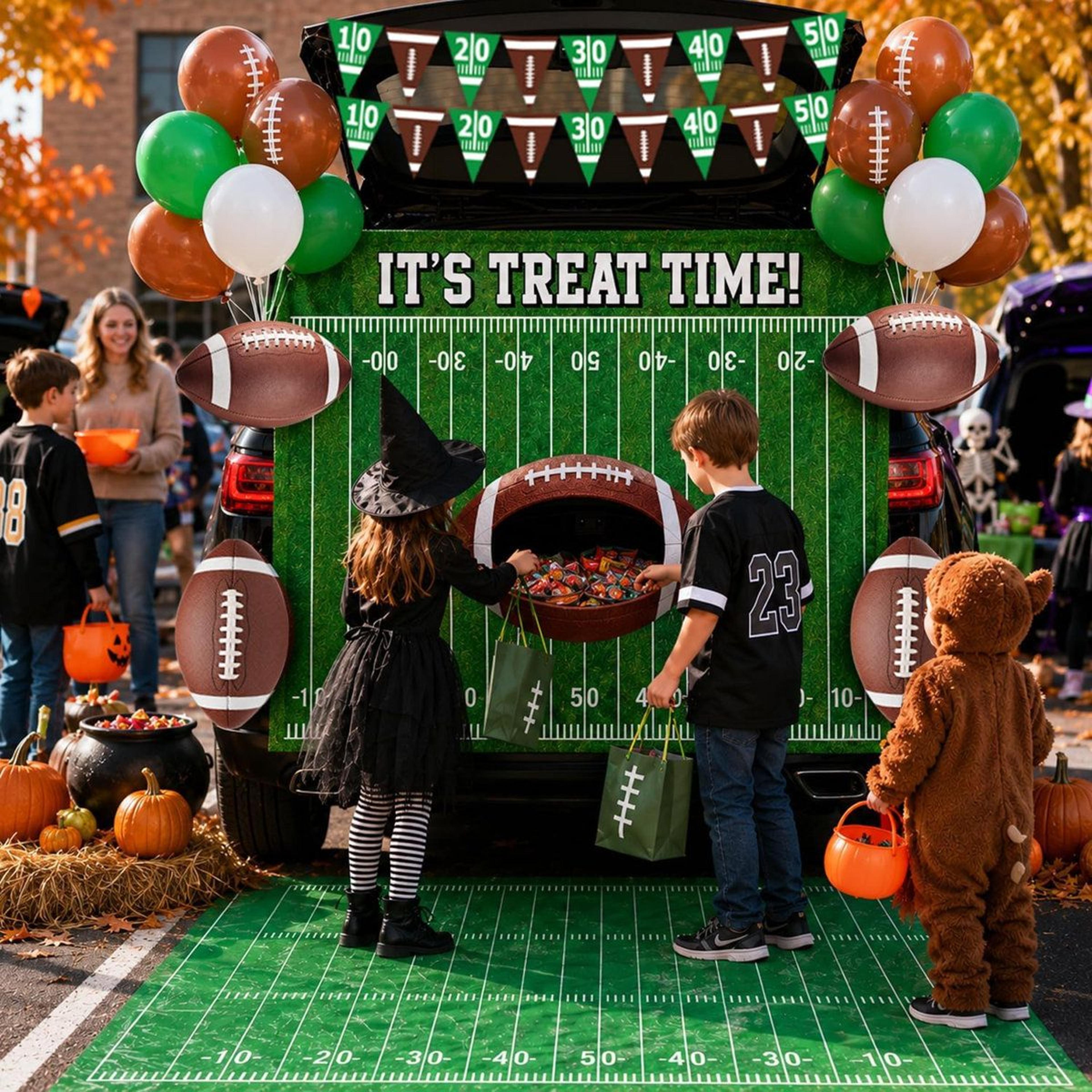 Football Trunk Or Treat Decorations Kit With Backdrop Balloons And Banners 3