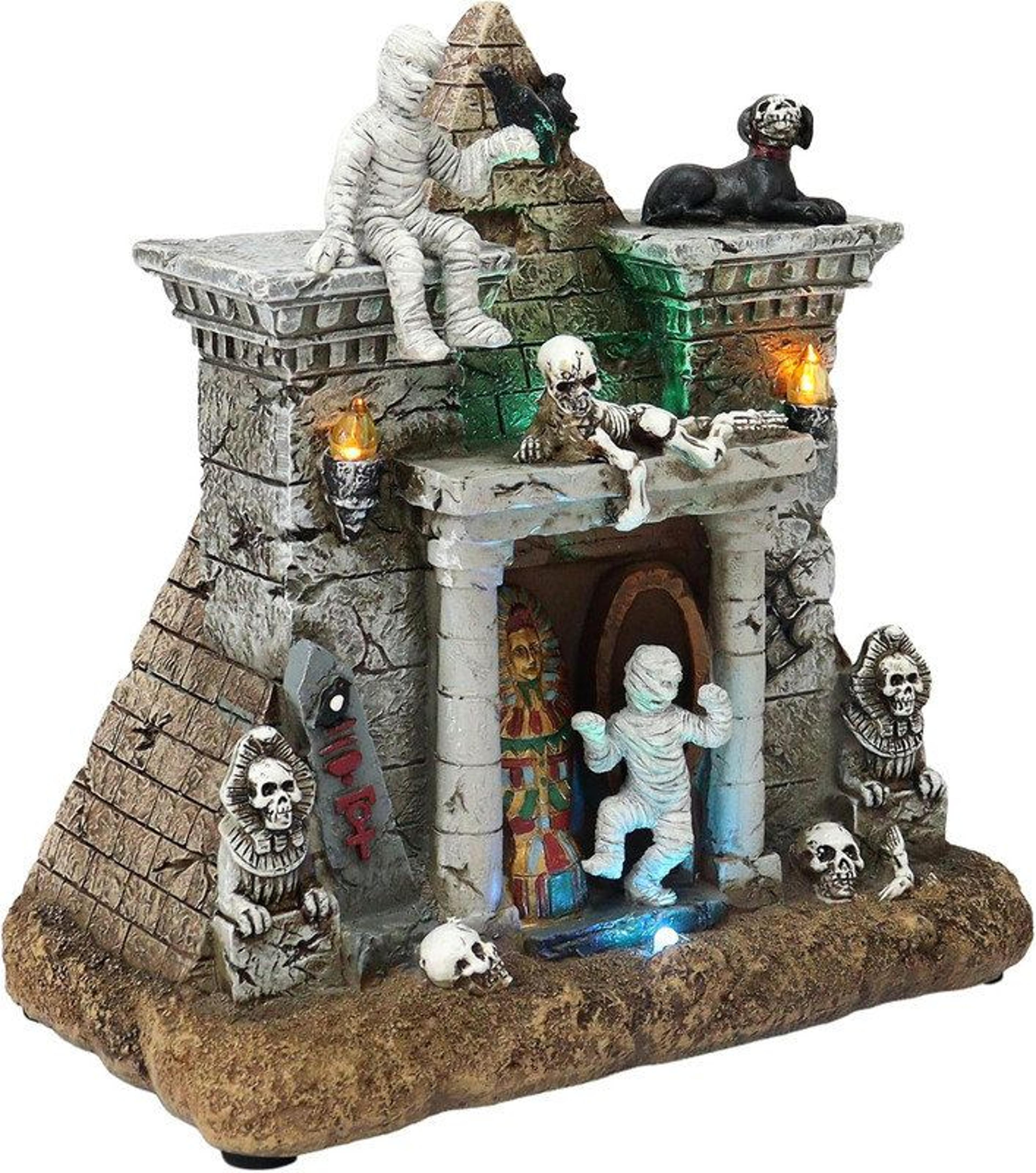 Halloween Mummy Pyramid Figurine With LED Lights And Music  HandPainted Resin Decor 3