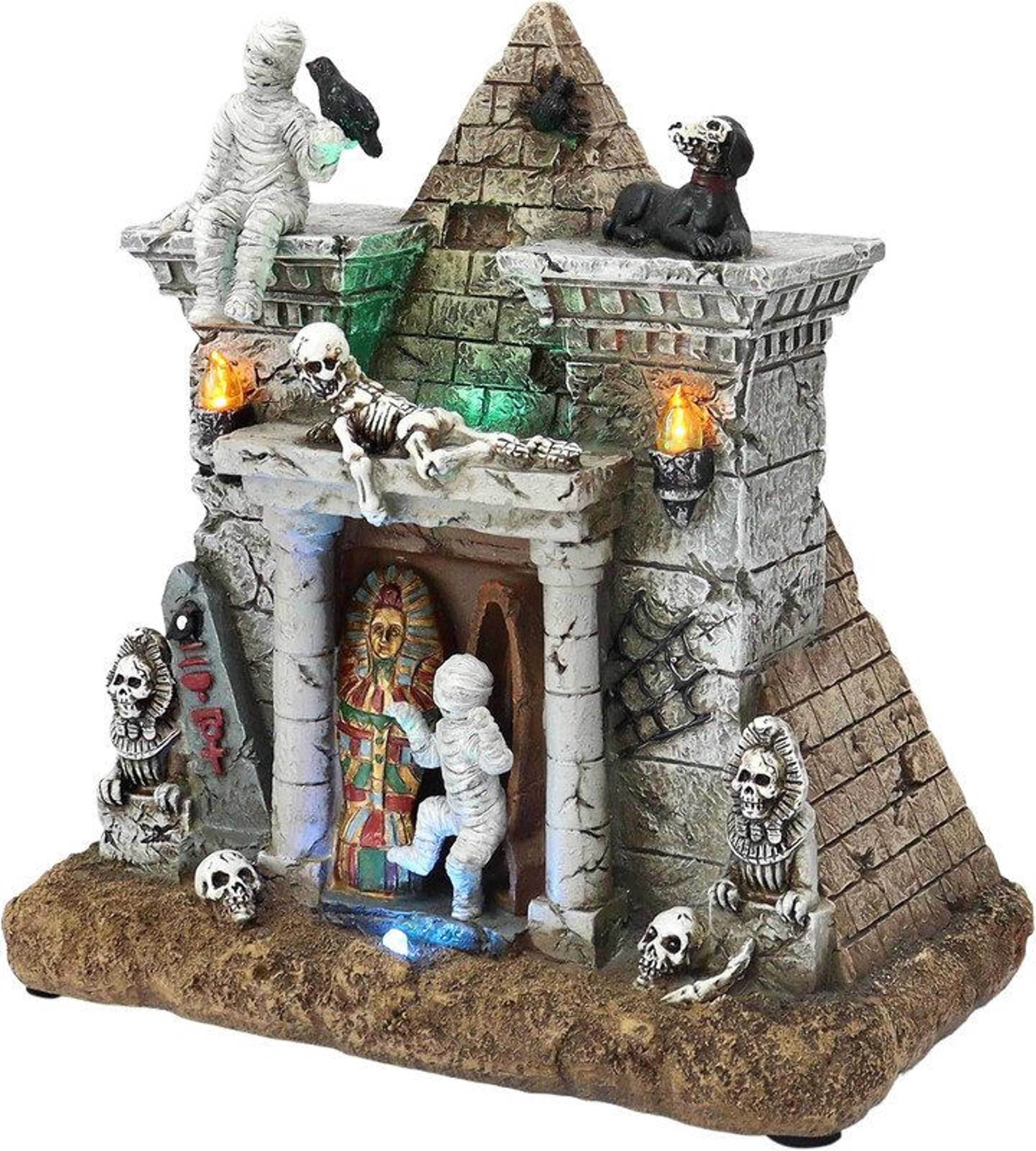 Halloween Mummy Pyramid Figurine With LED Lights And Music  HandPainted Resin Decor 4