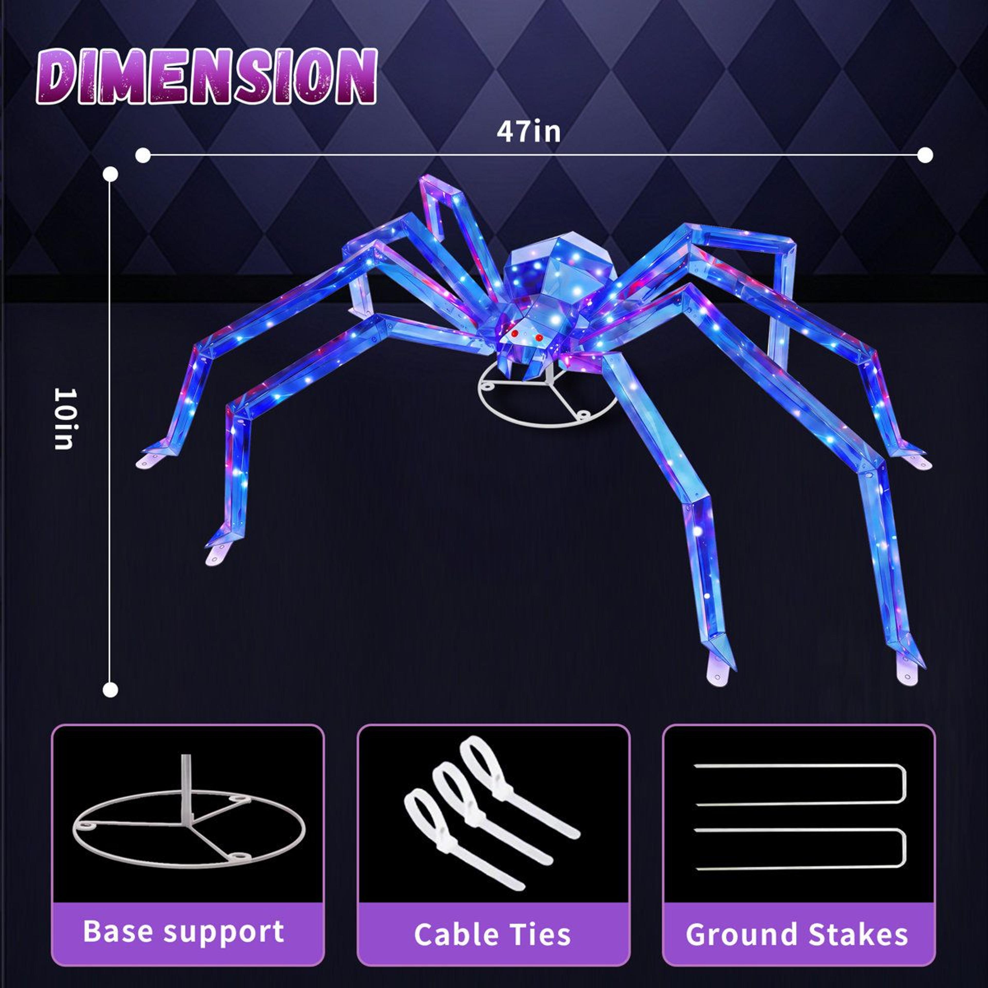 LongLegged LED Halloween Spider Outdoor Yard Decoration With Iridescent Finish 2