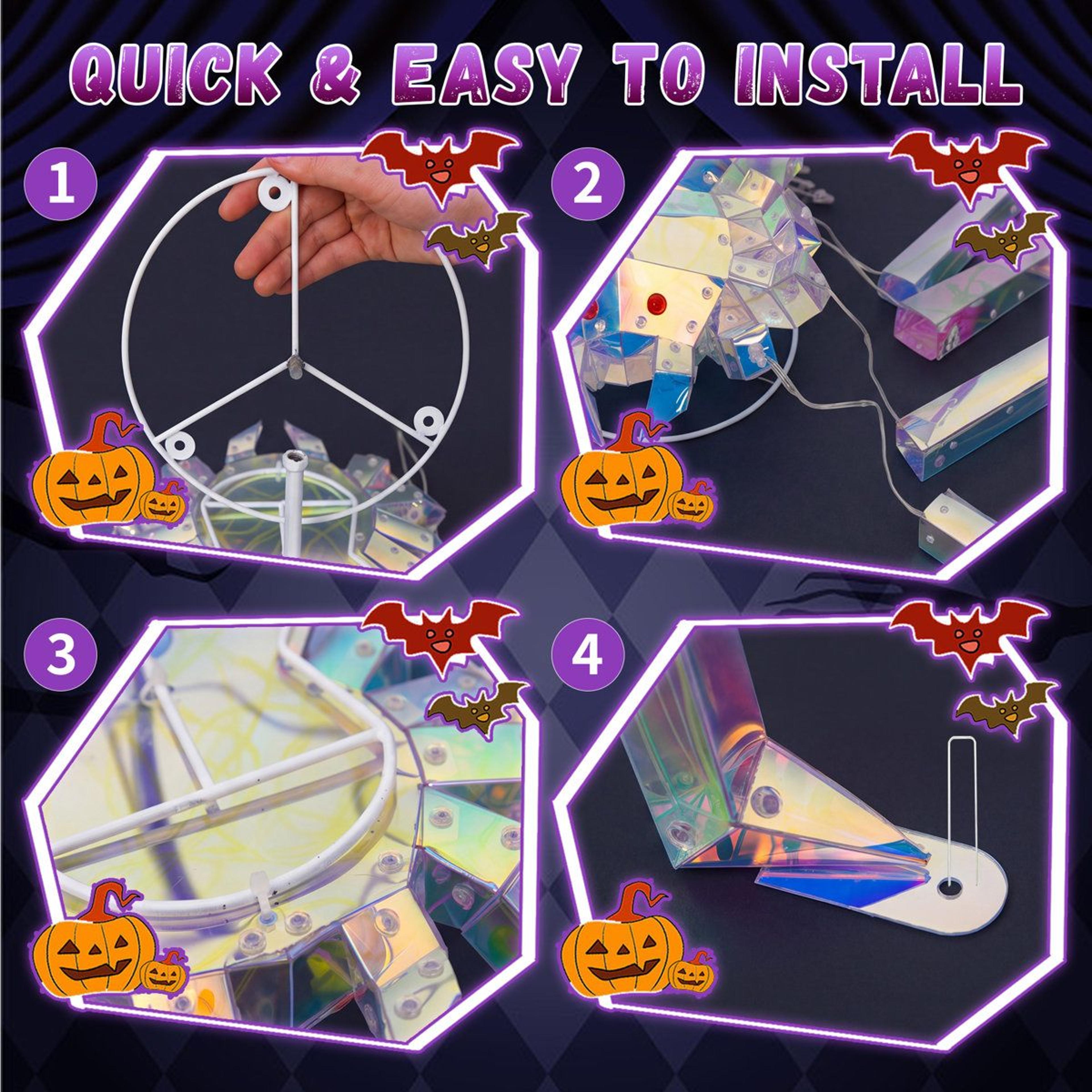 LongLegged LED Halloween Spider Outdoor Yard Decoration With Iridescent Finish 4