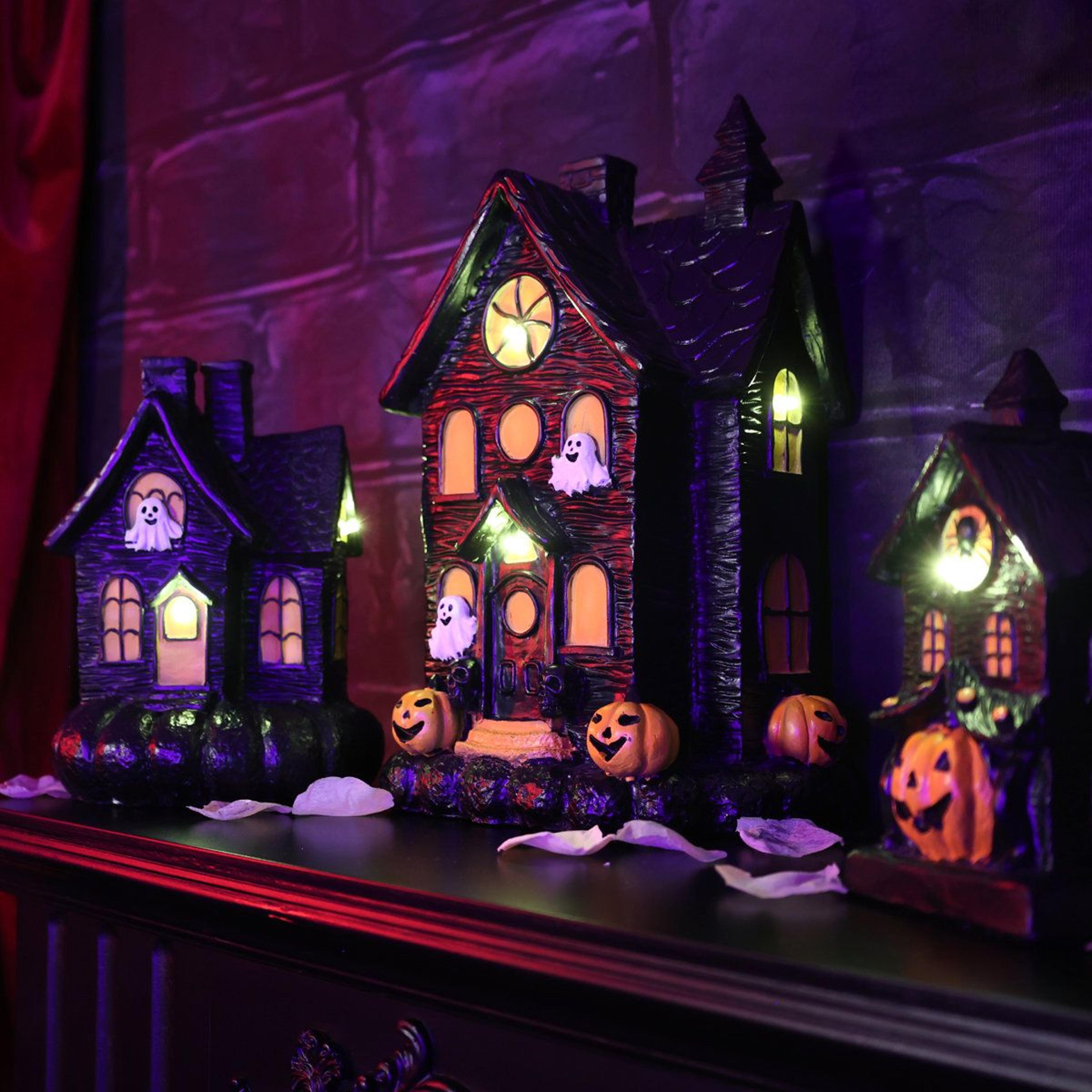 3Piece LED Lighted Haunted House Set For Halloween Decorations 1