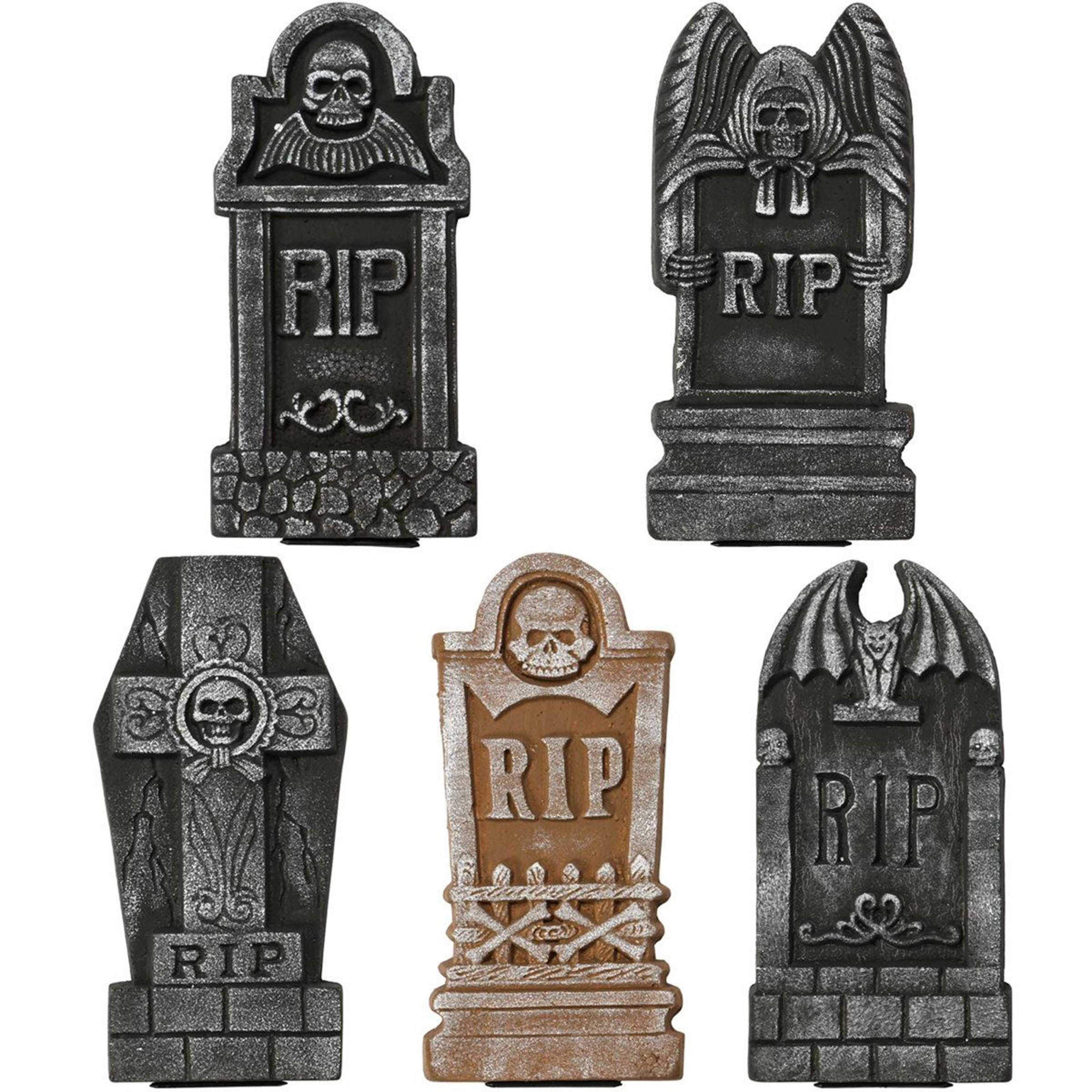 5Piece Halloween Foam Tombstone Decorations With Metal Stakes For Yard And Lawn 10