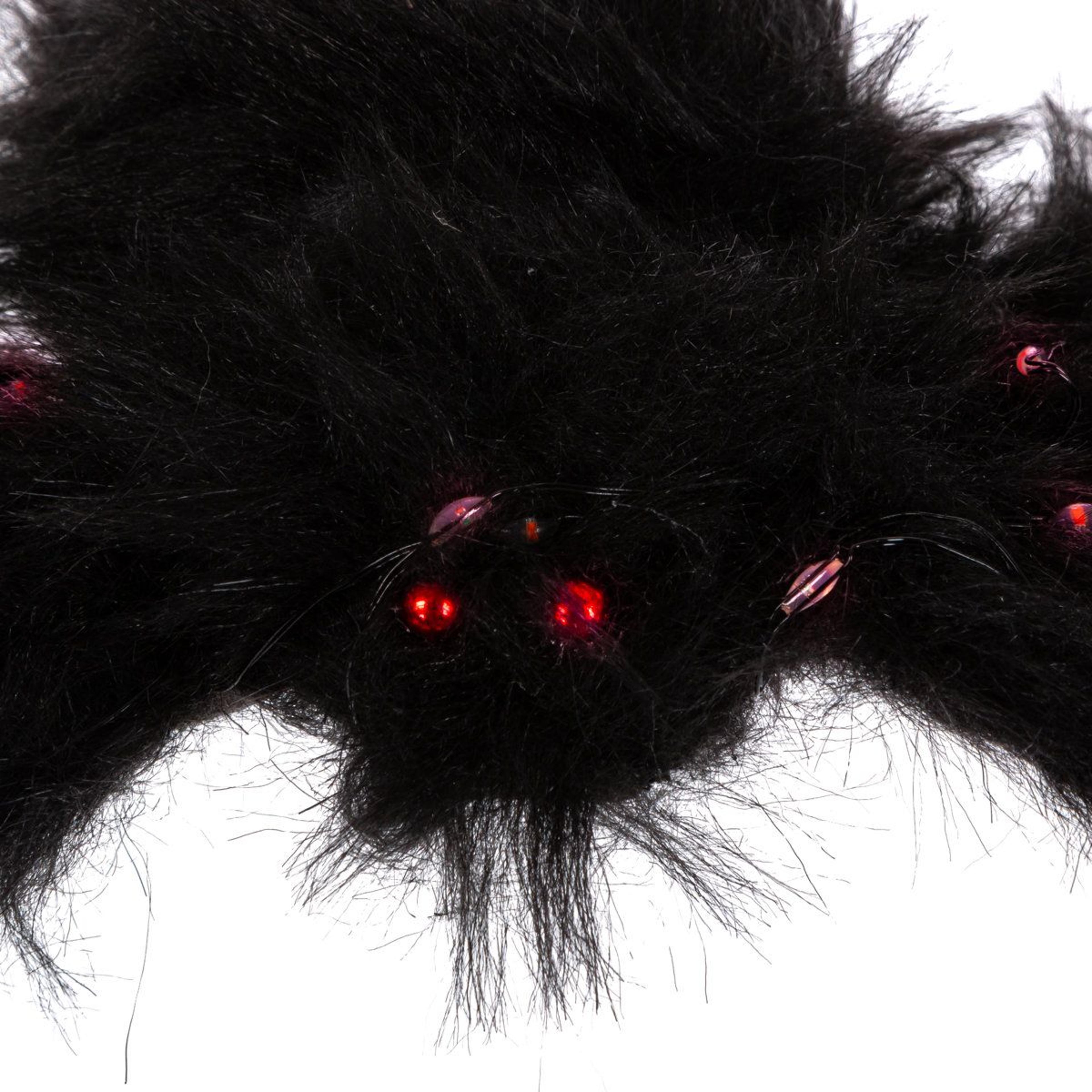 Lighted Fuzzy Halloween Spider Set Of 2 With Bendable Legs And Orange LED Lights 4