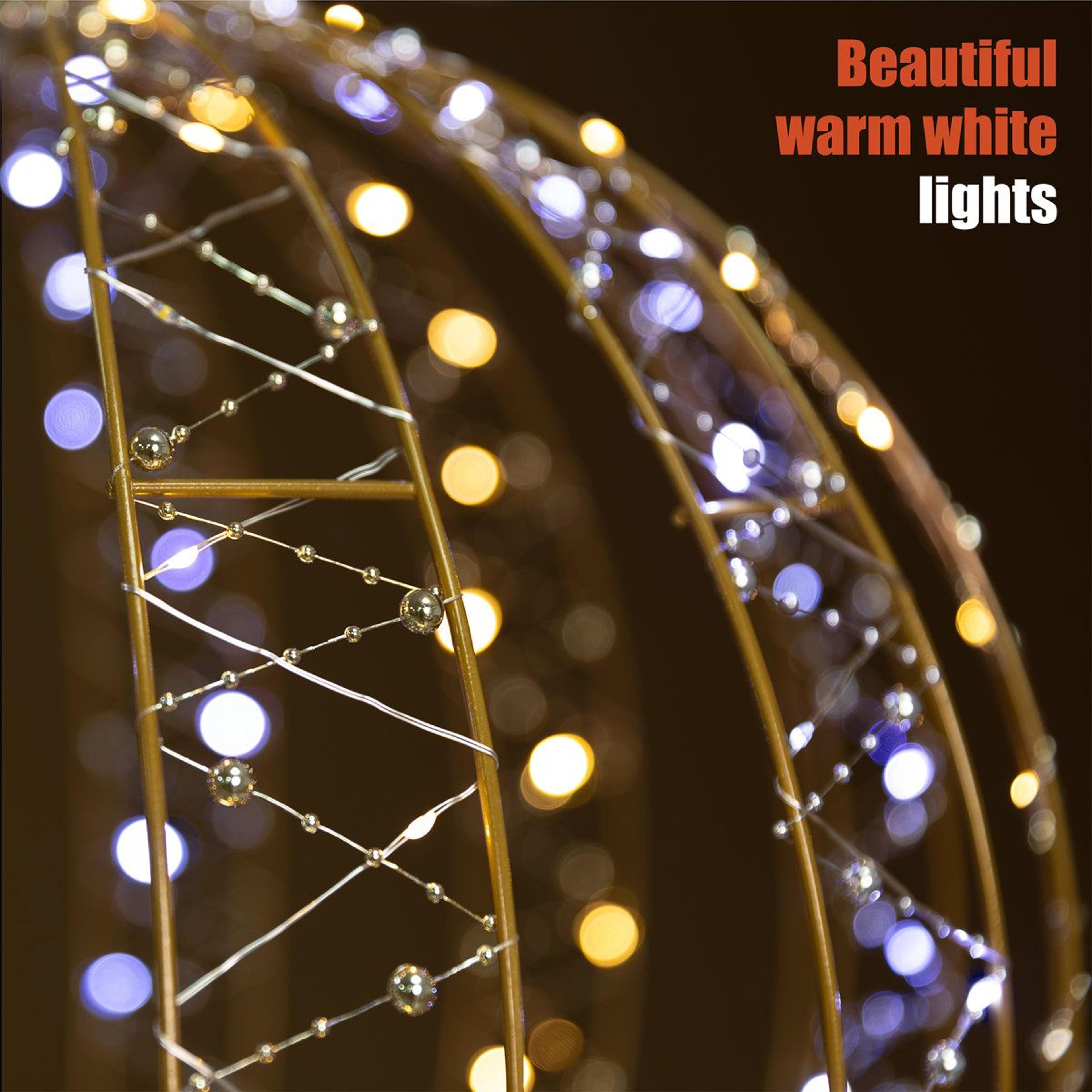 3Piece Lighted Outdoor Sphere Set With 360 Warm White LED Lights 2