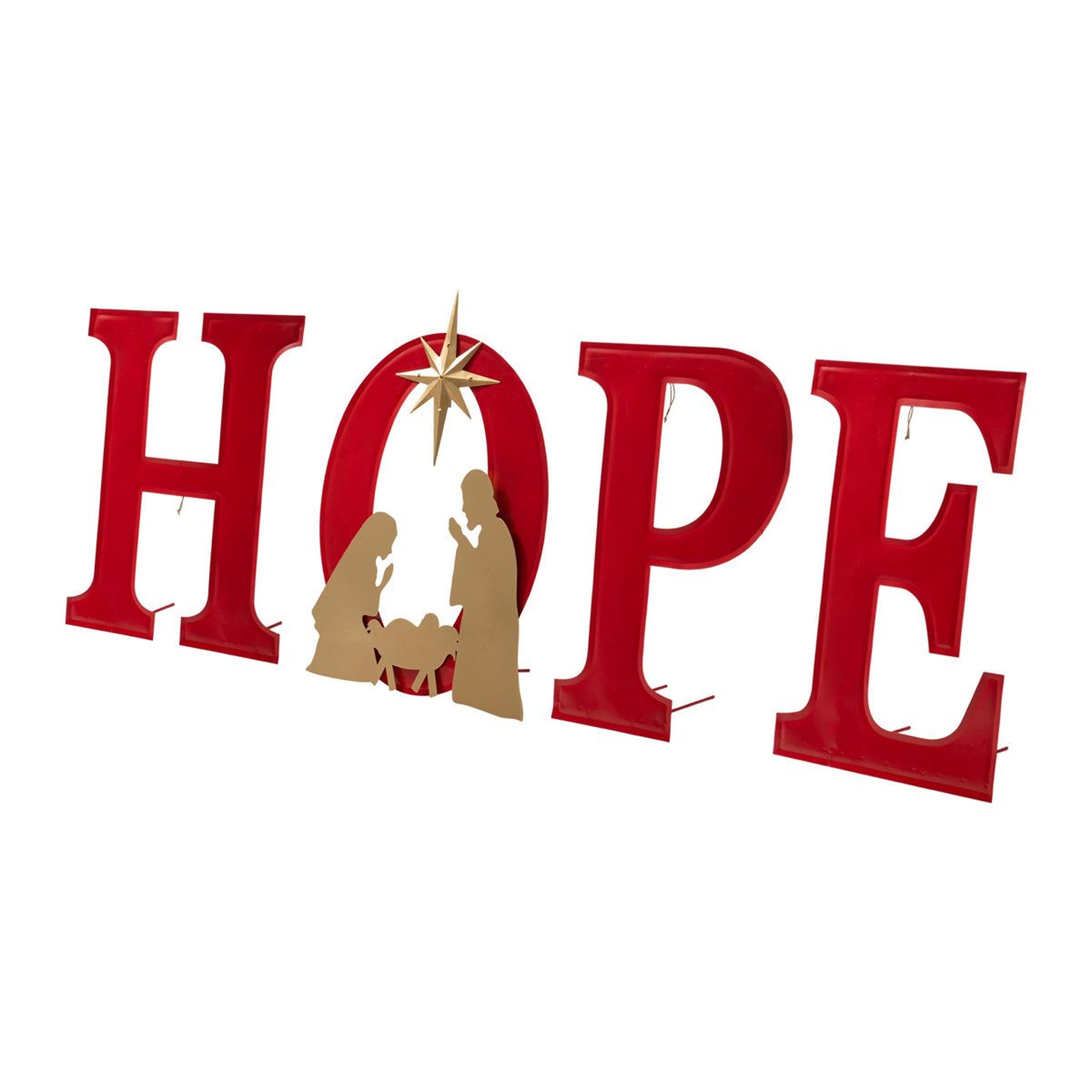 LED Lighted HOPE Nativity Christmas Garden Stakes  4Piece Metal Yard Decor 4