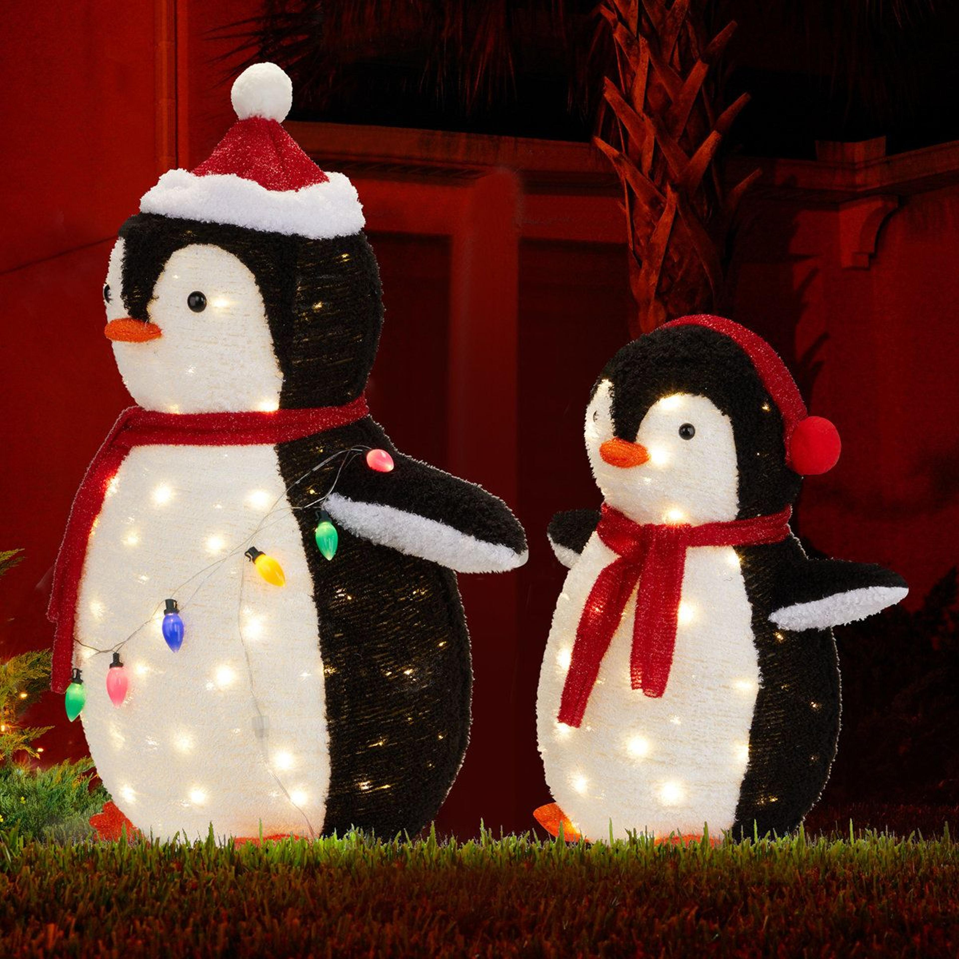 2Piece Lighted Christmas Penguin Outdoor Decorations With Warm White LED Lights 3
