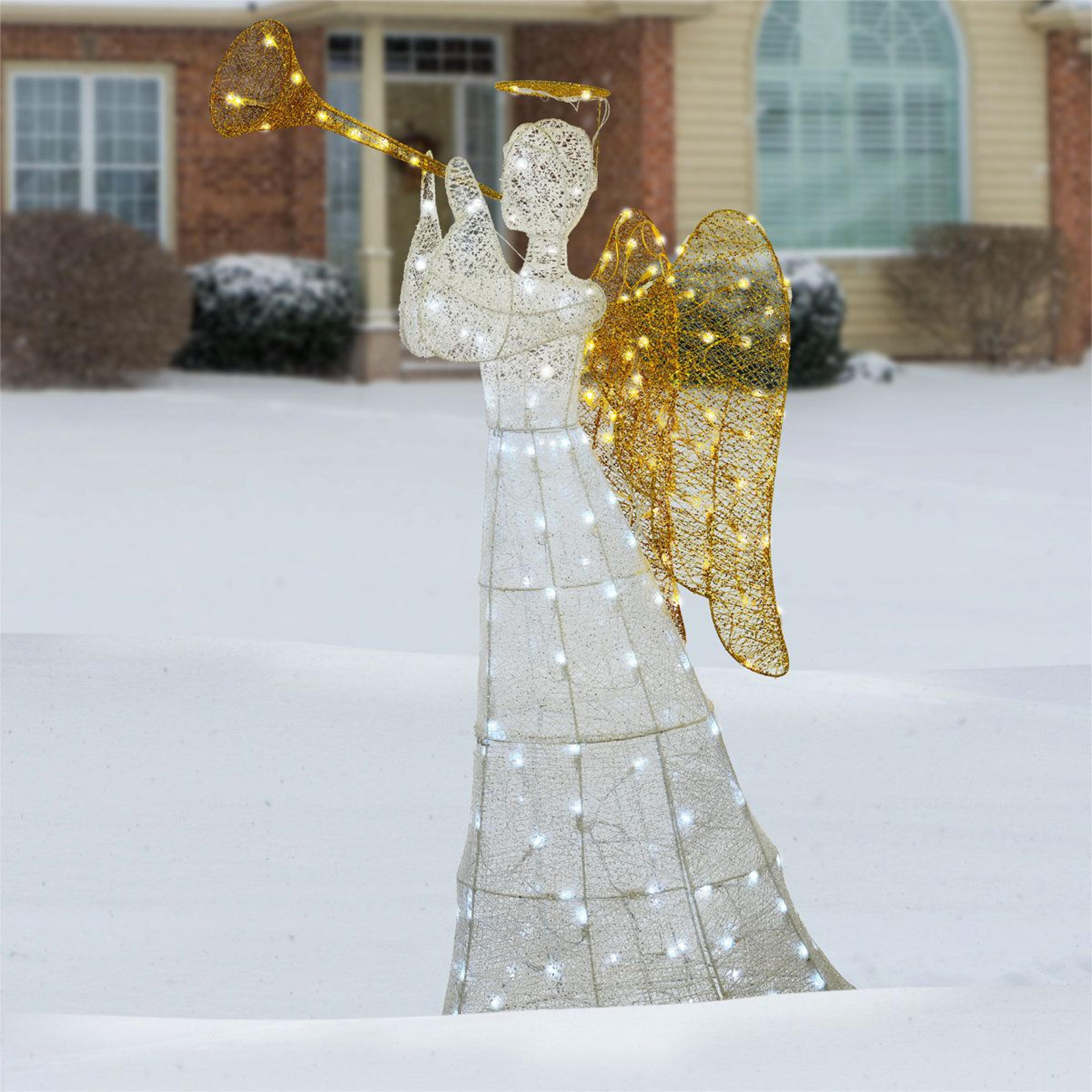 60Inch Lighted Christmas Angel Outdoor Decoration With 210 Warm White LED Lights 5
