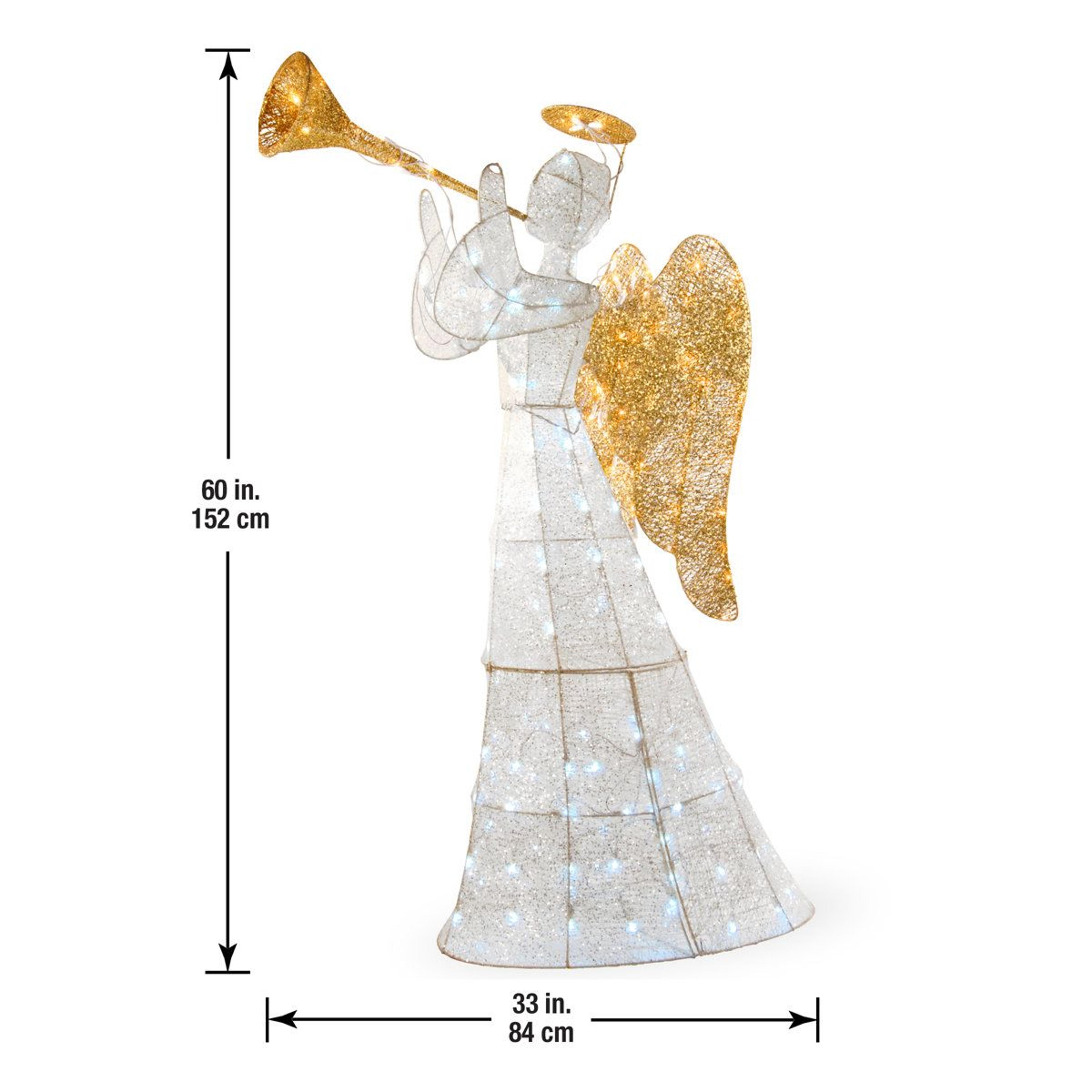 60Inch Lighted Christmas Angel Outdoor Decoration With 210 Warm White LED Lights 2