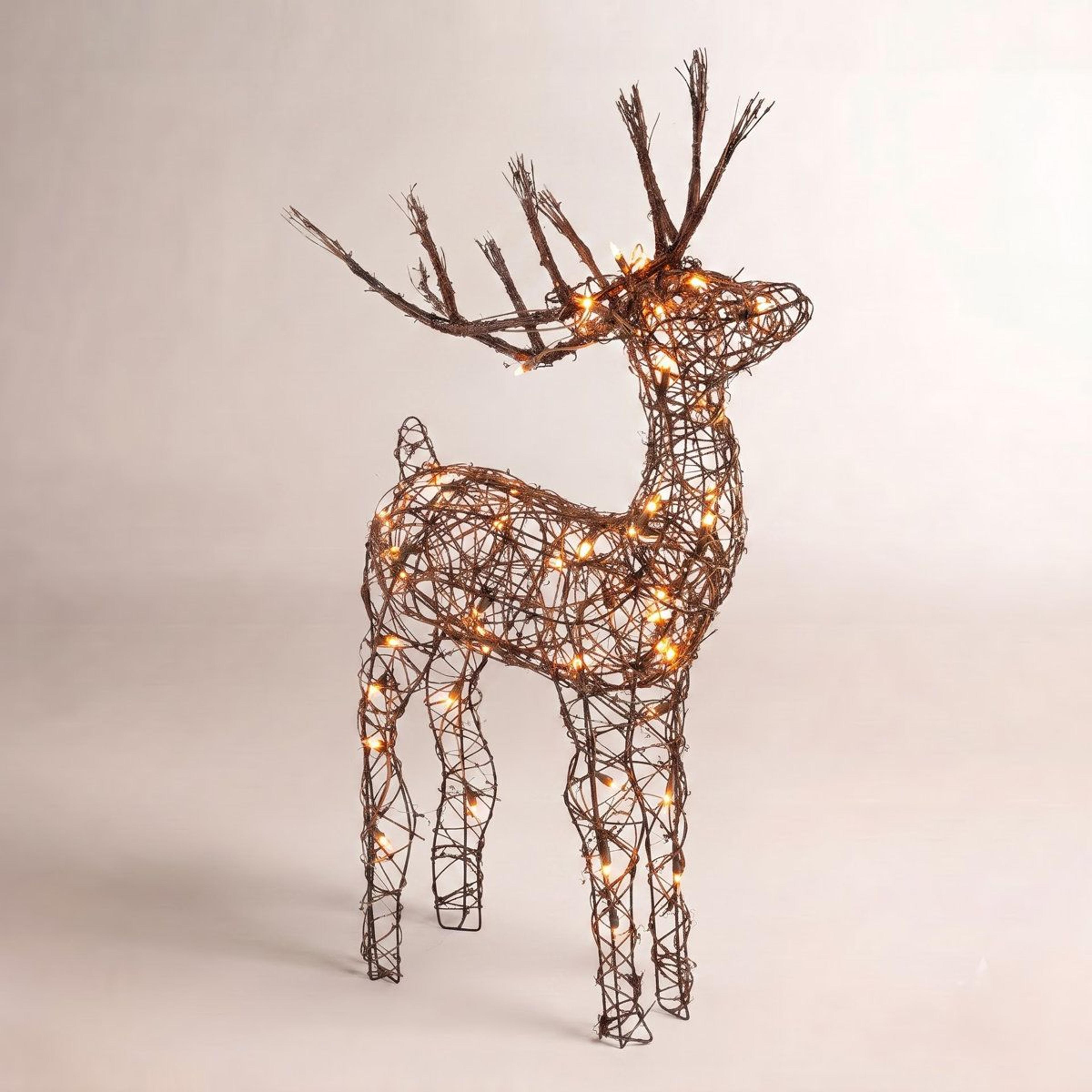 outdoor christmas reindeer figurine with 105 warm white led lights