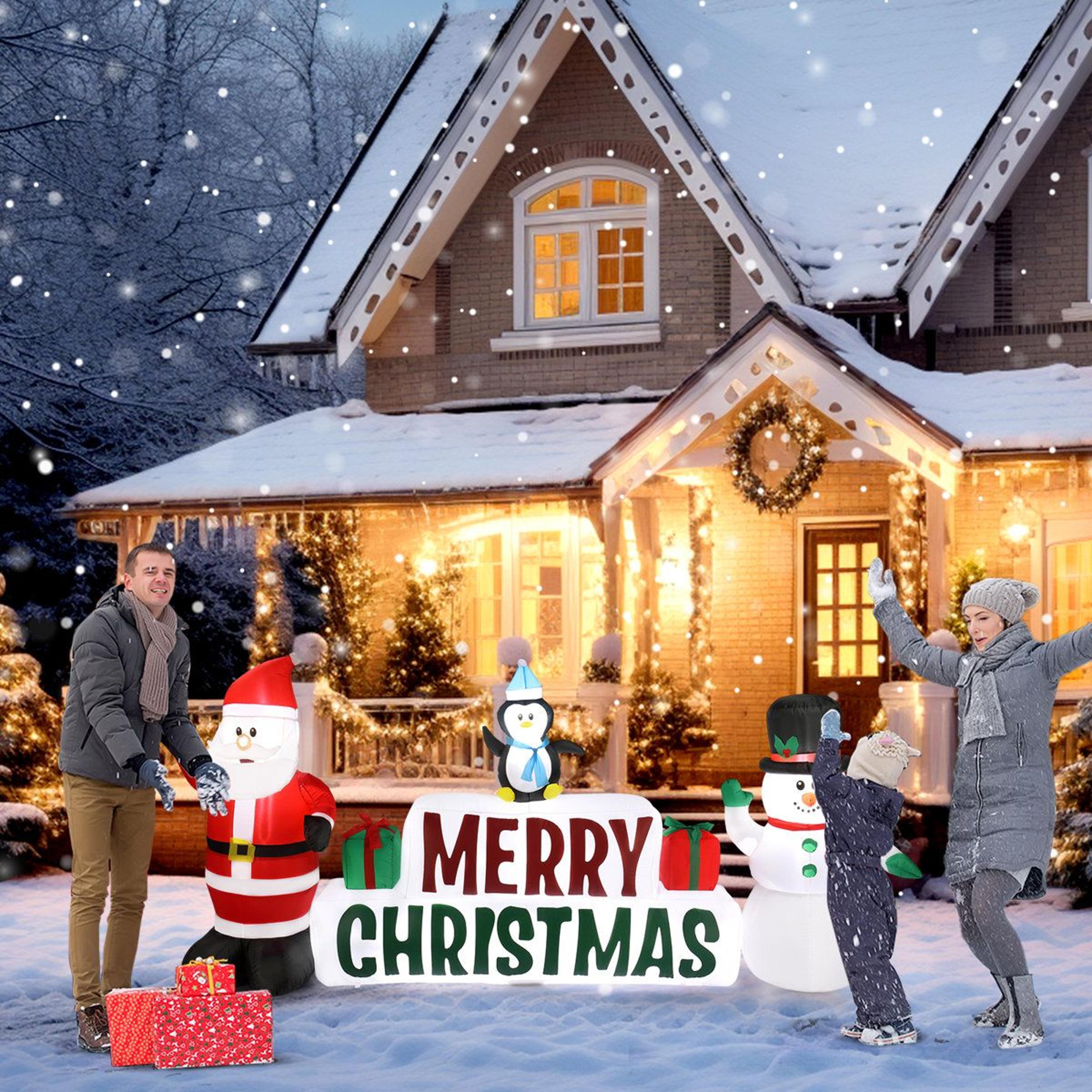 LED Lighted Santa Claus And Snowman Christmas Inflatable Outdoor Decoration 2