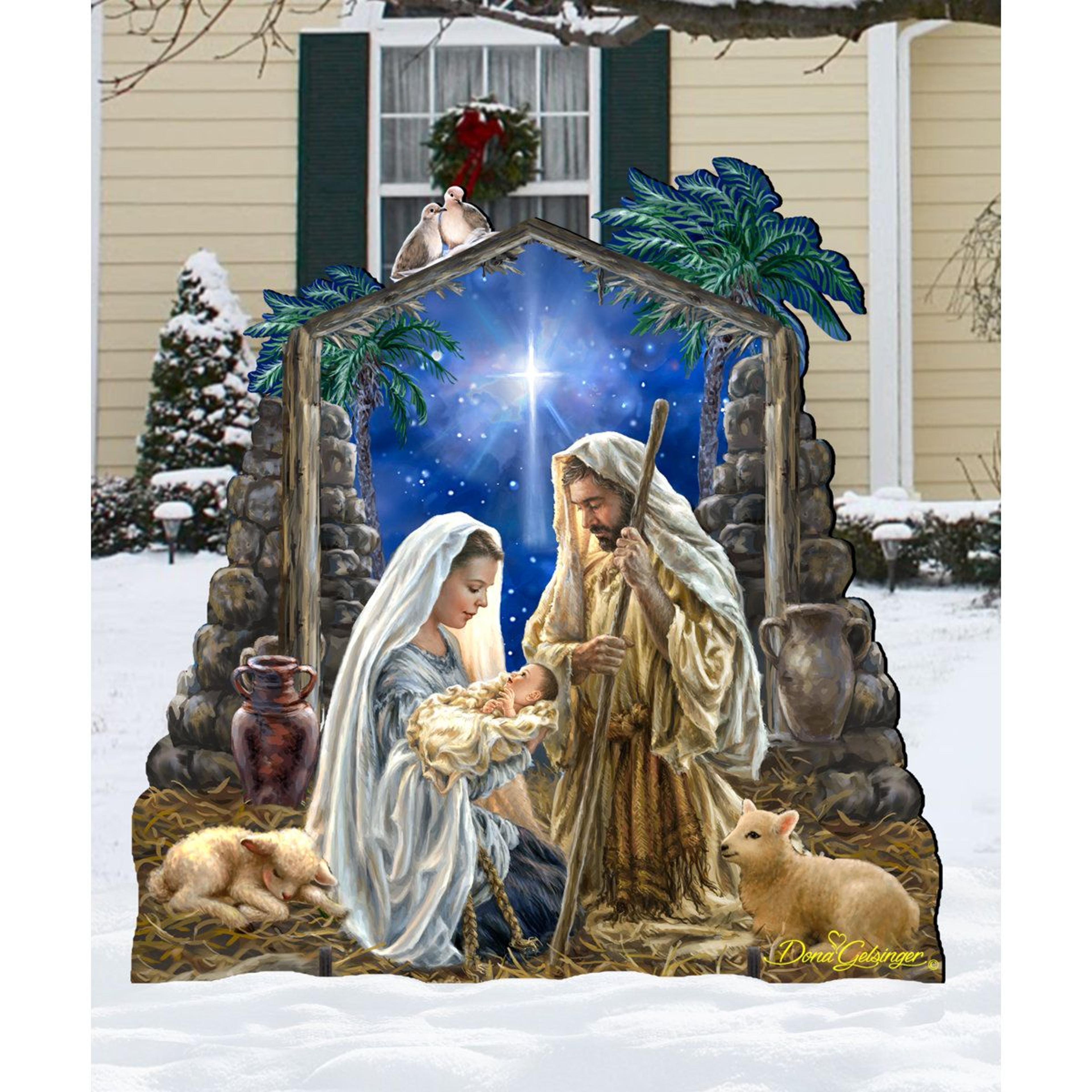 Outdoor Nativity Christmas Decoration With Weather And UV Resistant Wood 2