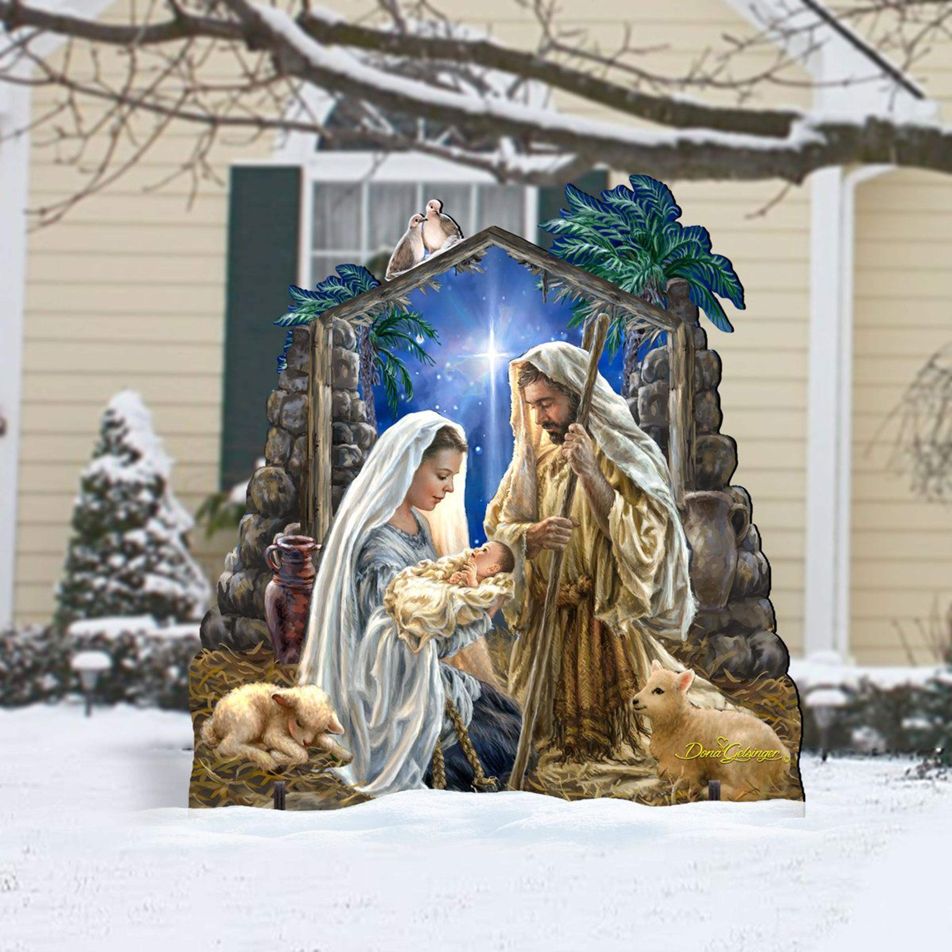 Outdoor Nativity Christmas Decoration With Weather And UV Resistant Wood 7