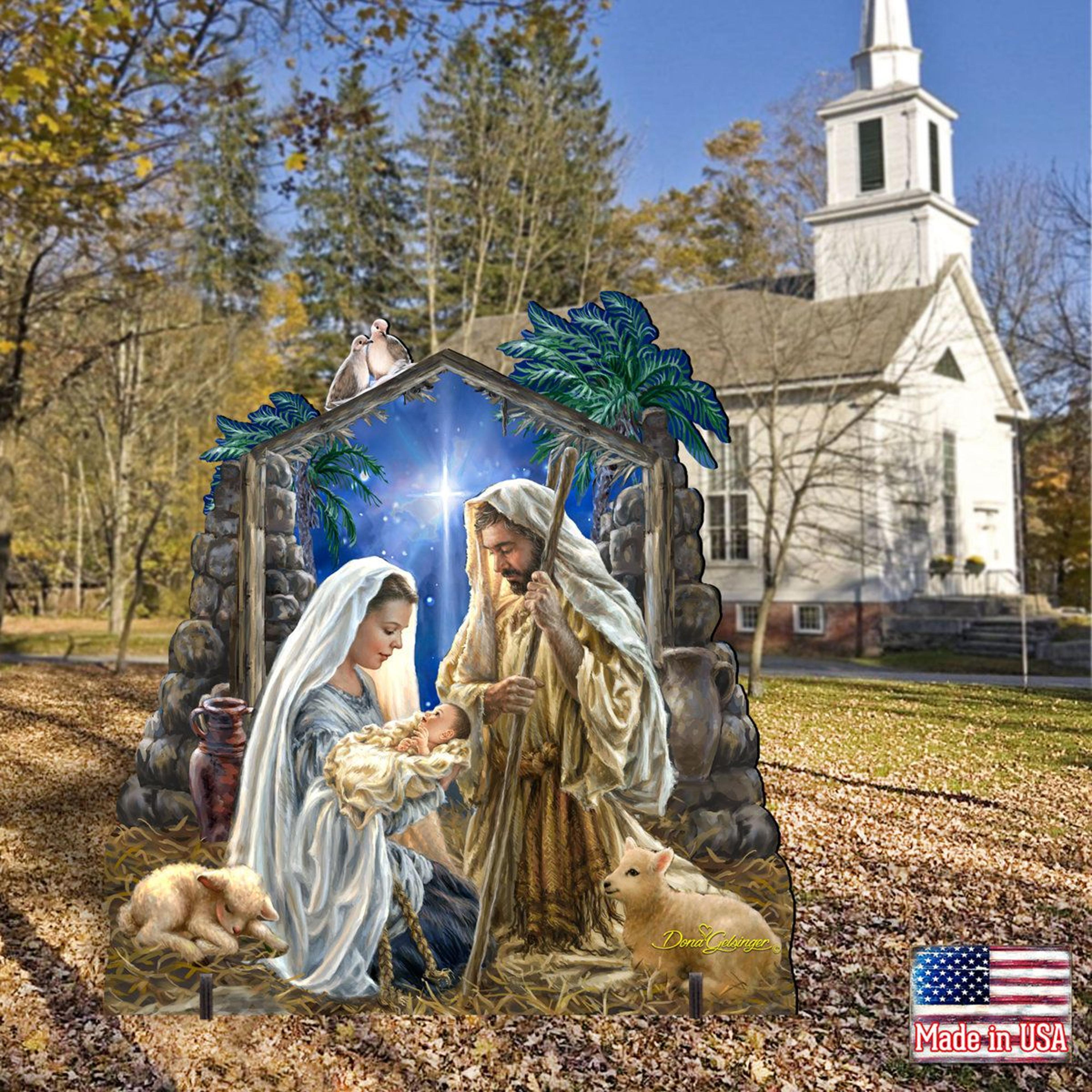 Outdoor Nativity Christmas Decoration With Weather And UV Resistant Wood 5