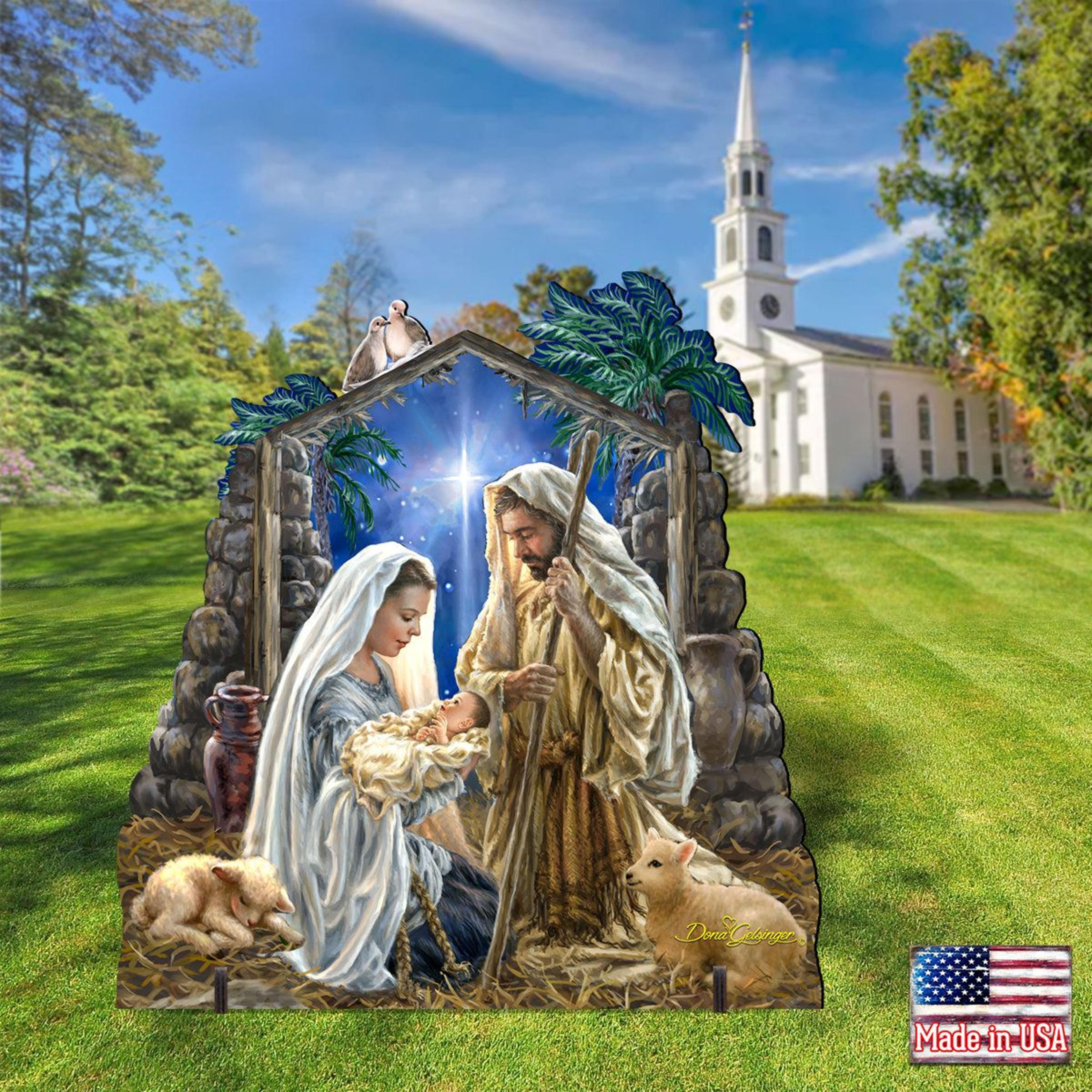 Outdoor Nativity Christmas Decoration With Weather And UV Resistant Wood 4
