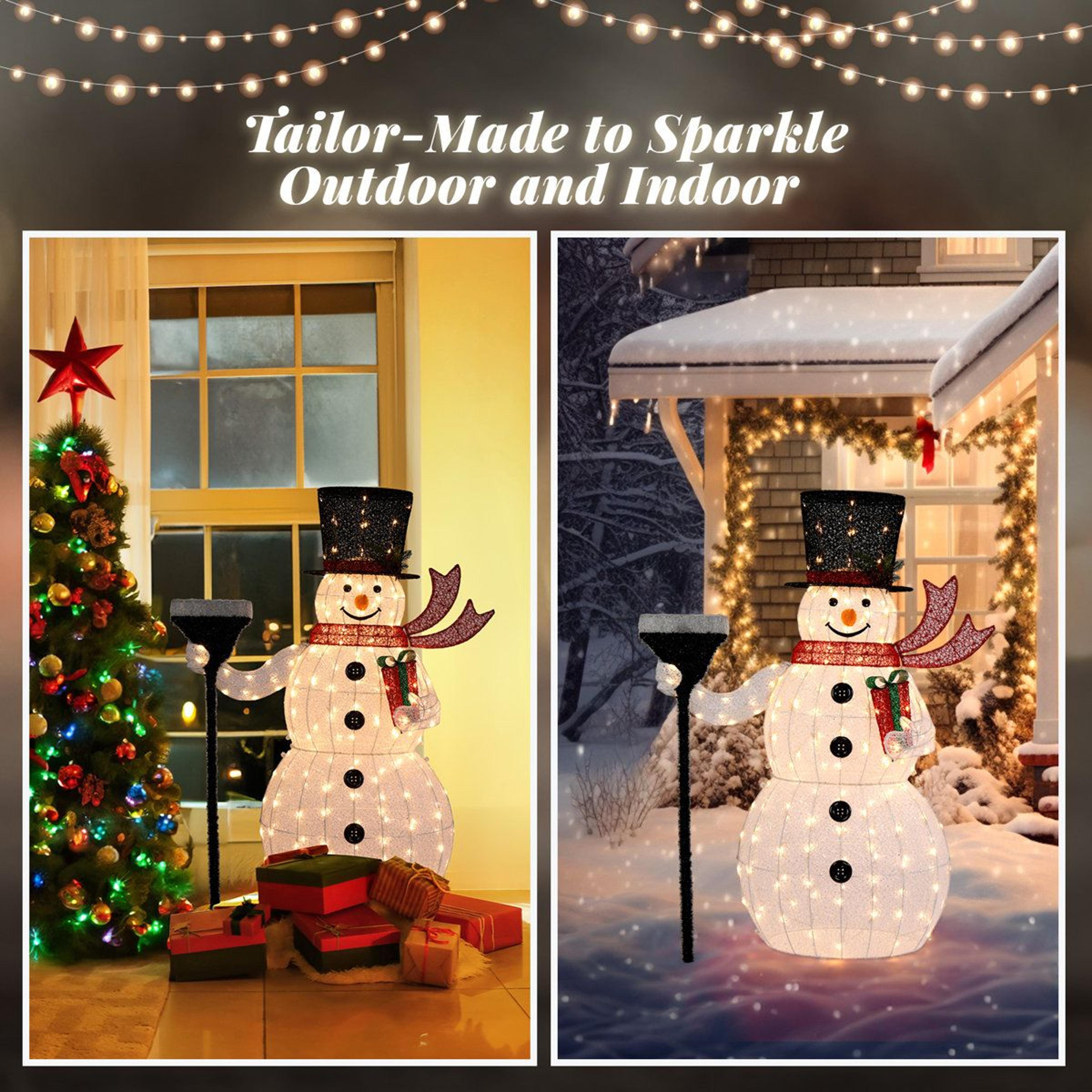 60Inch Outdoor LED Snowman Christmas Decoration With 200 White Lights 4