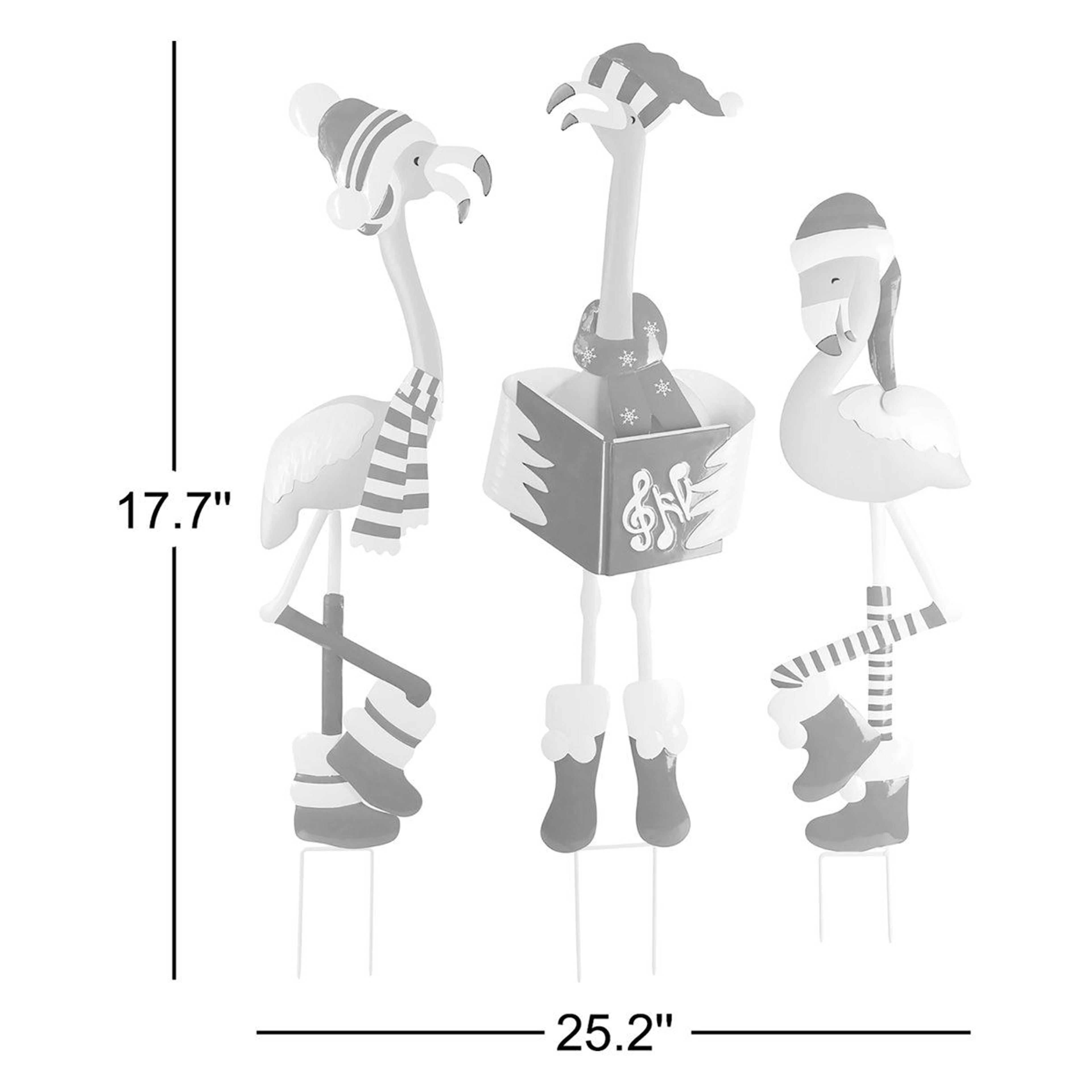 3Piece Christmas Flamingo Garden Stakes Outdoor Holiday Yard Decorations 2