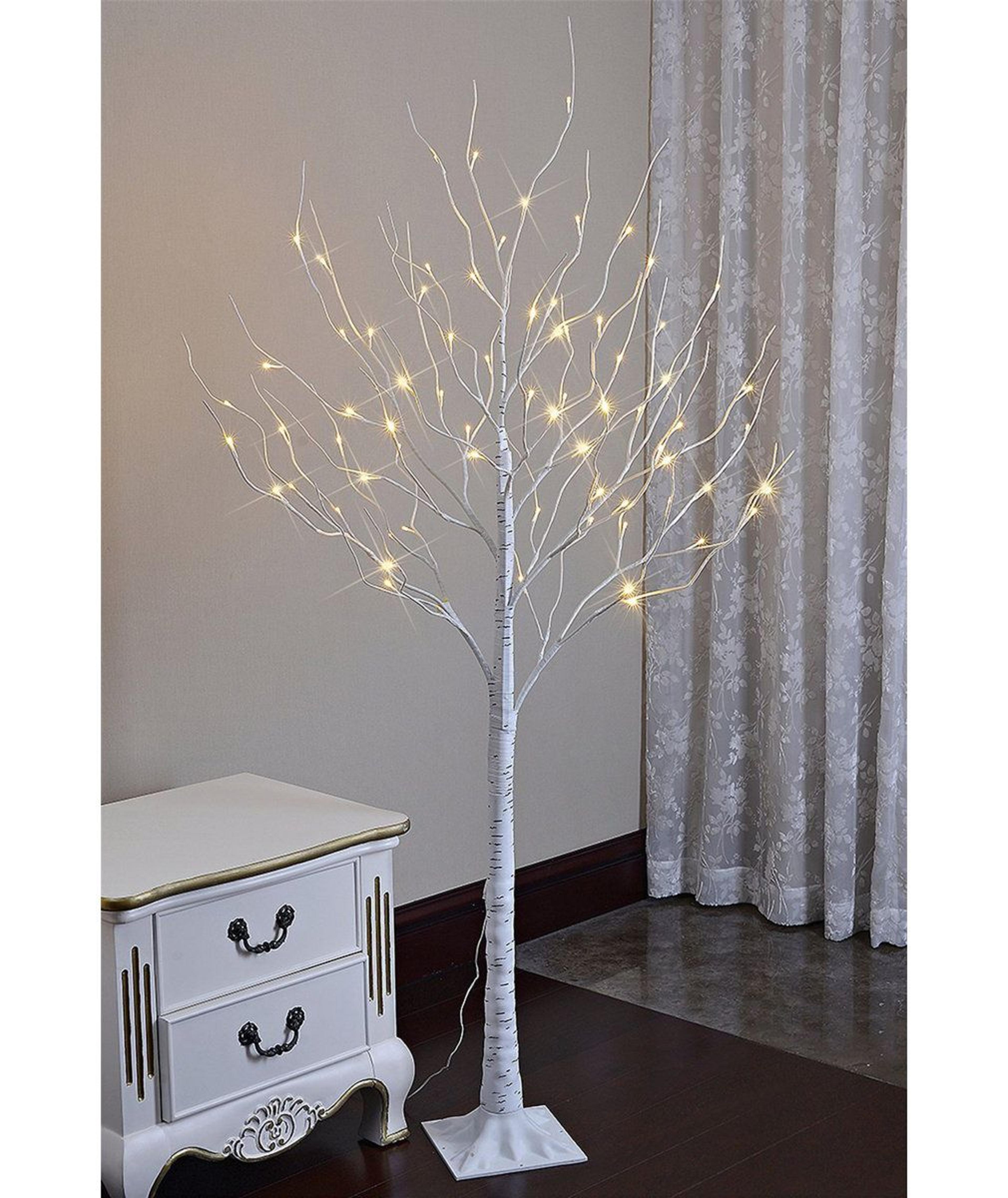 6 Ft Pre Lit Birch Tree With 72 Warm White LED Lights 1
