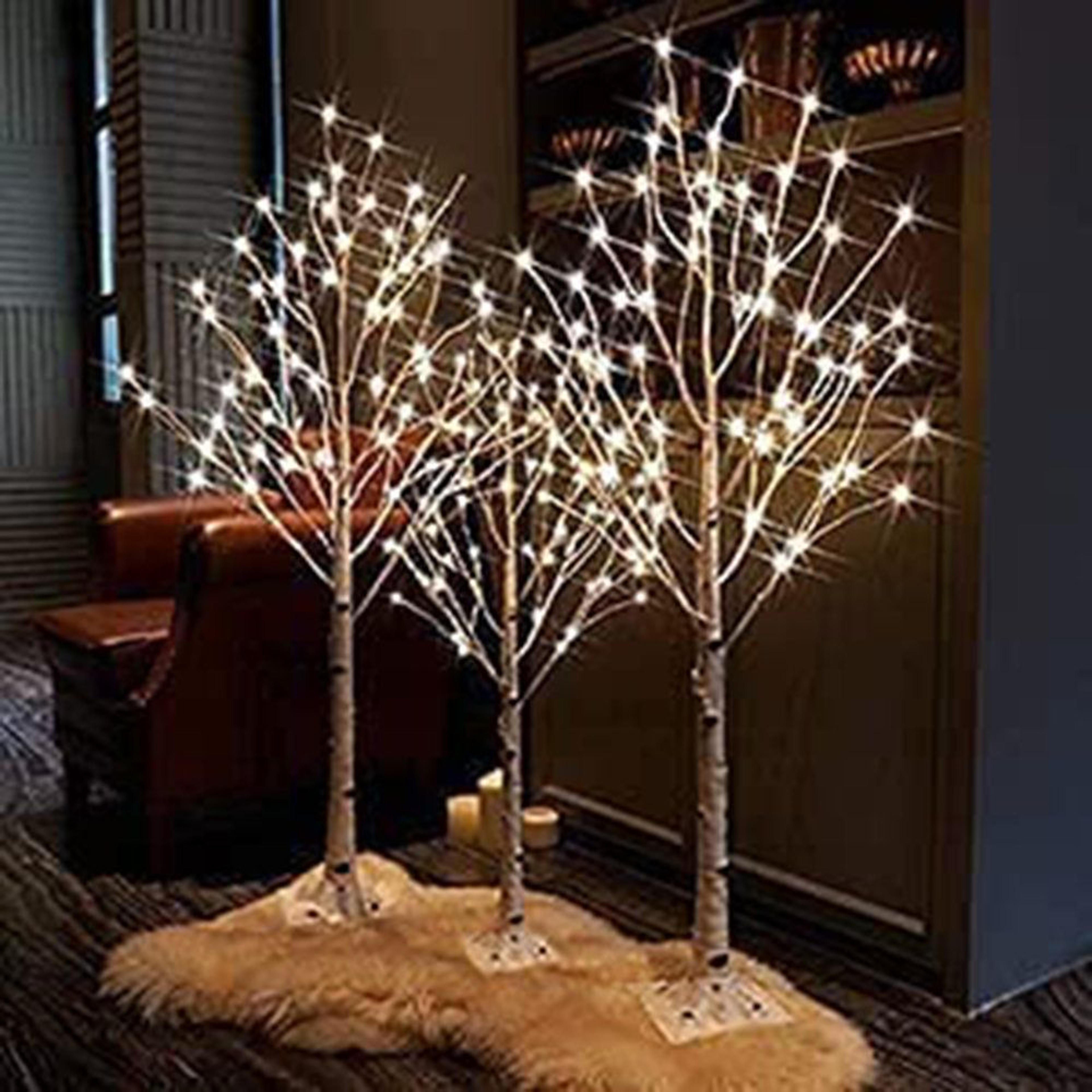 3Piece LED Birch Tree Light Set With 200 Warm White Lights For Indoor Outdoor Decor 4