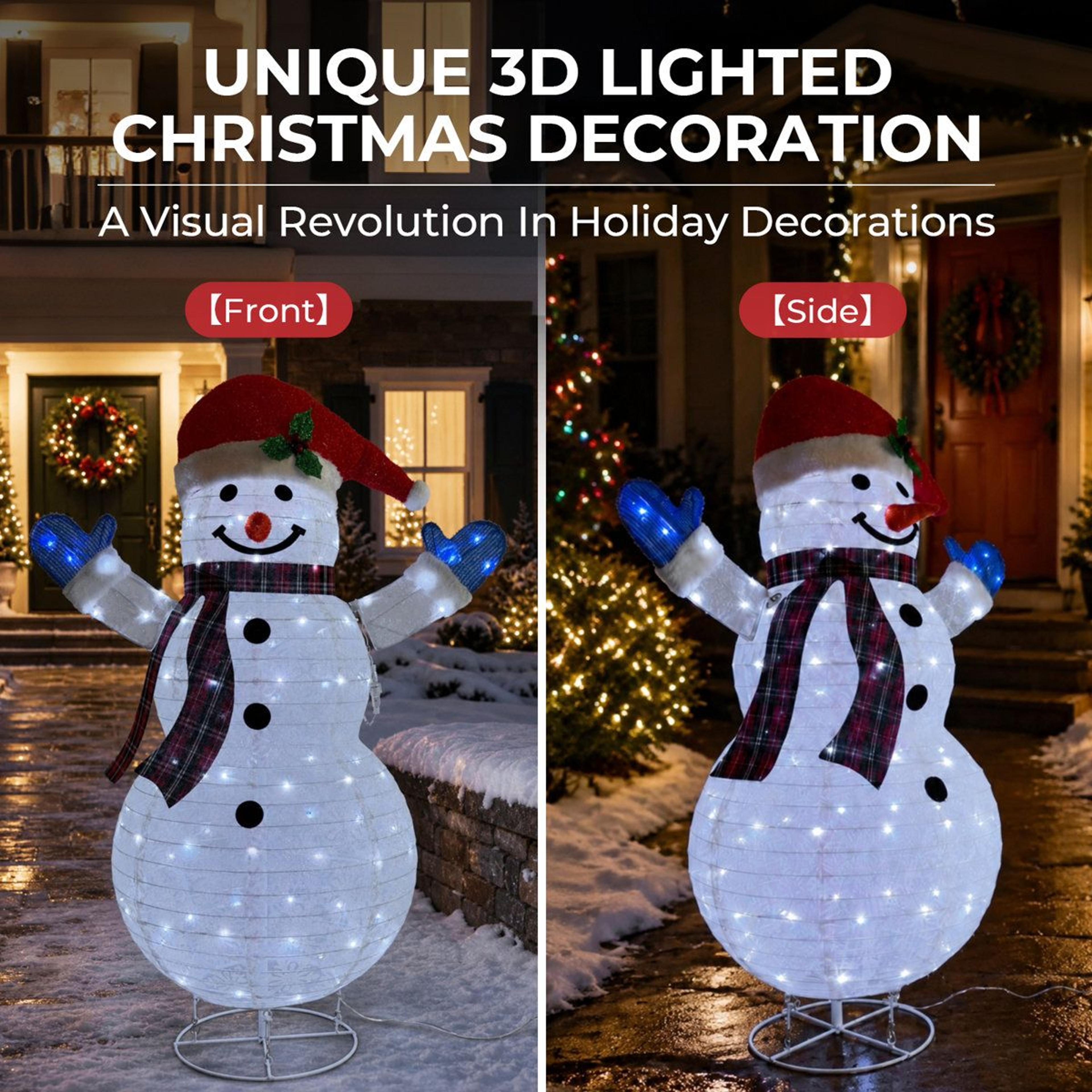 3Piece Lighted Snowman Family Outdoor Christmas Decoration With 266 LED Lights 9