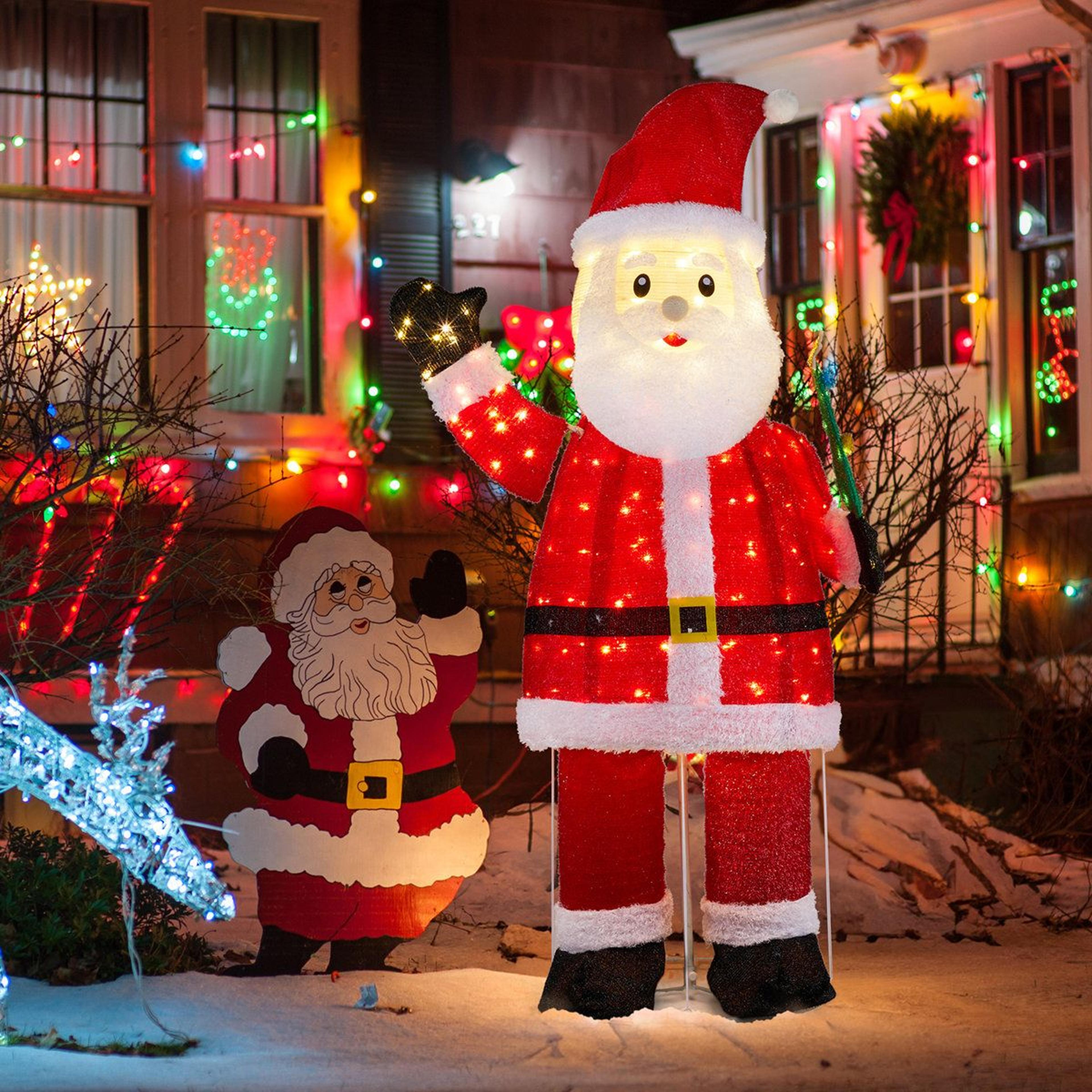 6 FT Lighted Santa Christmas Yard Decoration With 180 Warm White LED Lights 7