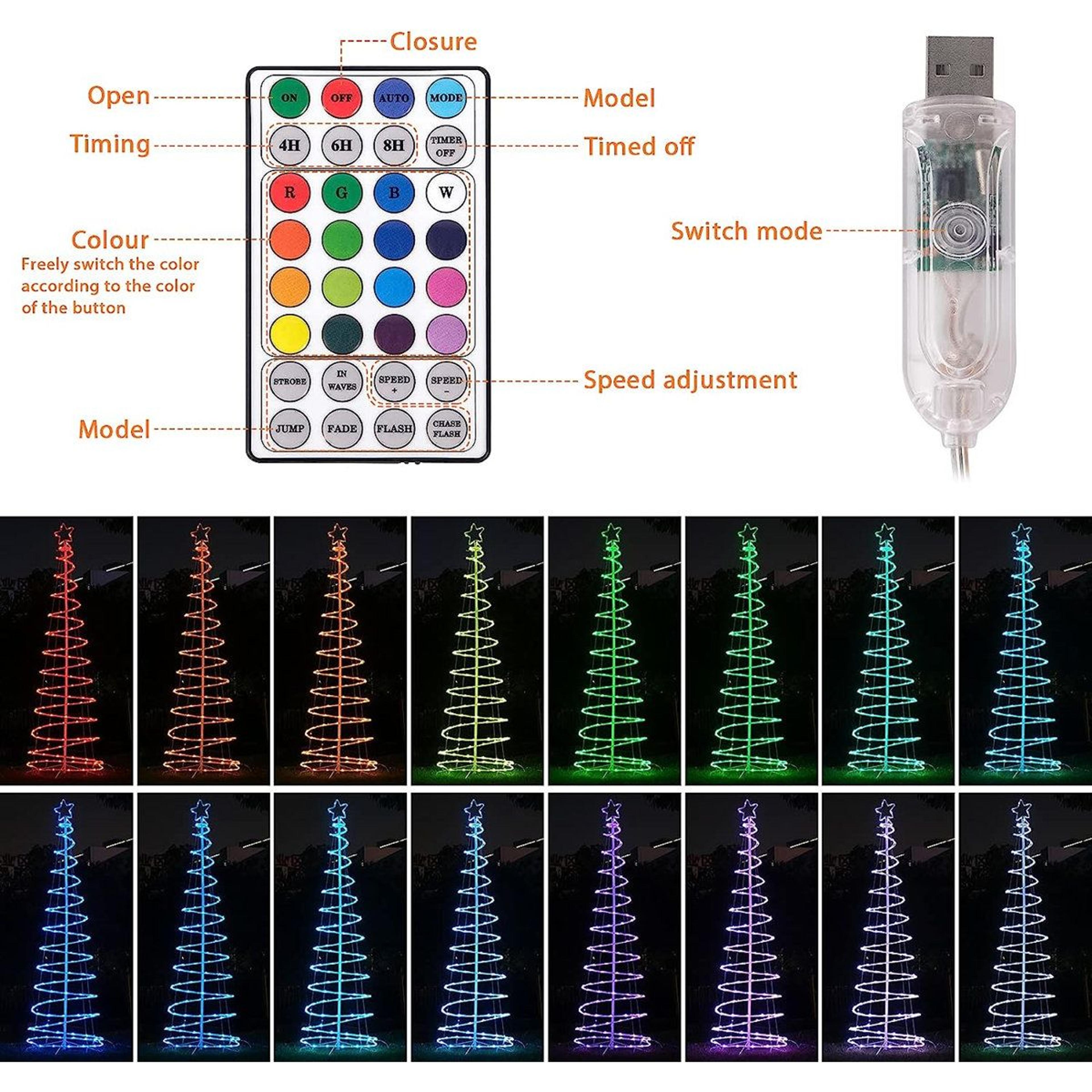 6 Ft LED Lighted Spiral Christmas Tree With Star And Remote Control 6