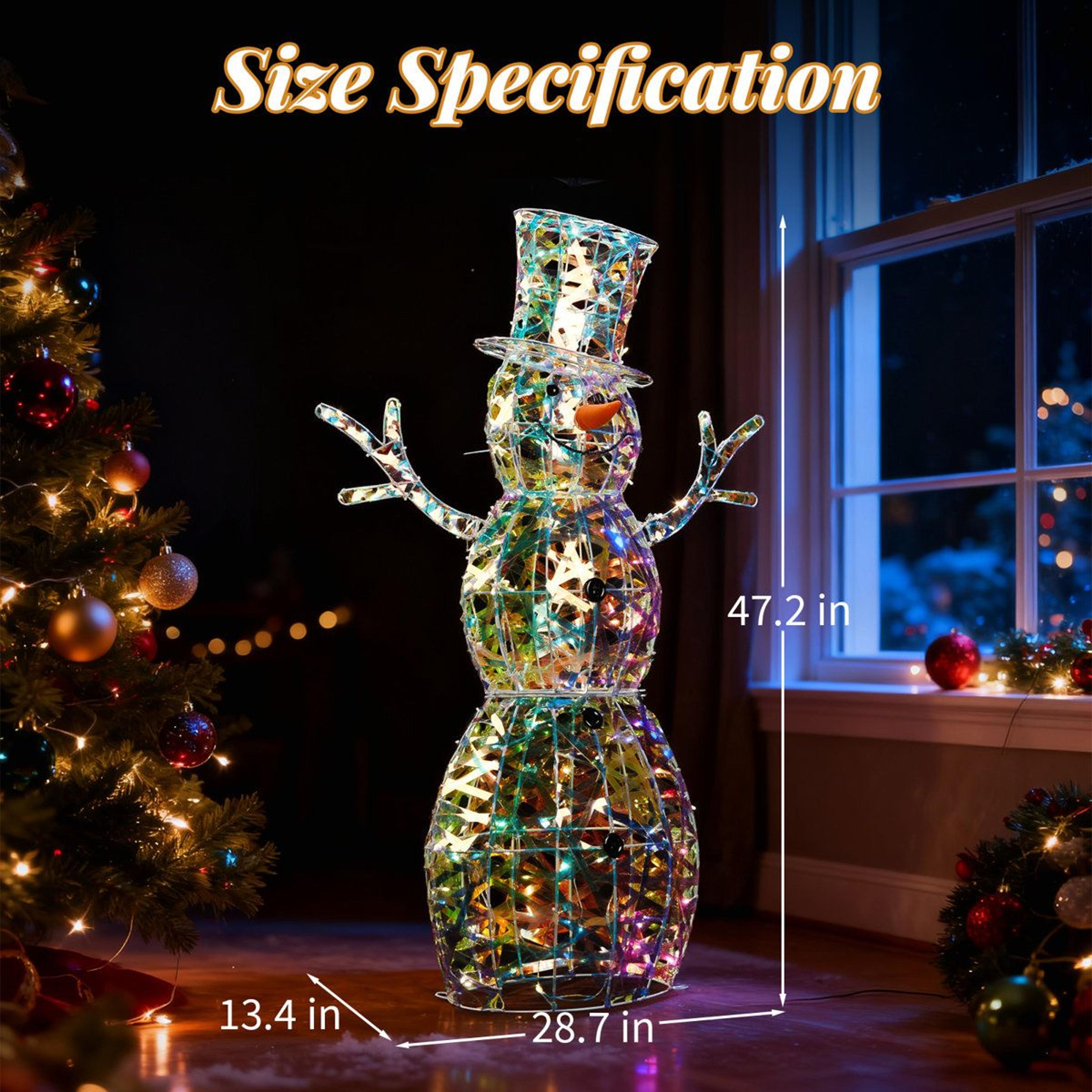 4 Ft Iridescent Lighted Snowman Christmas Decoration With 100 Warm White LEDs 2