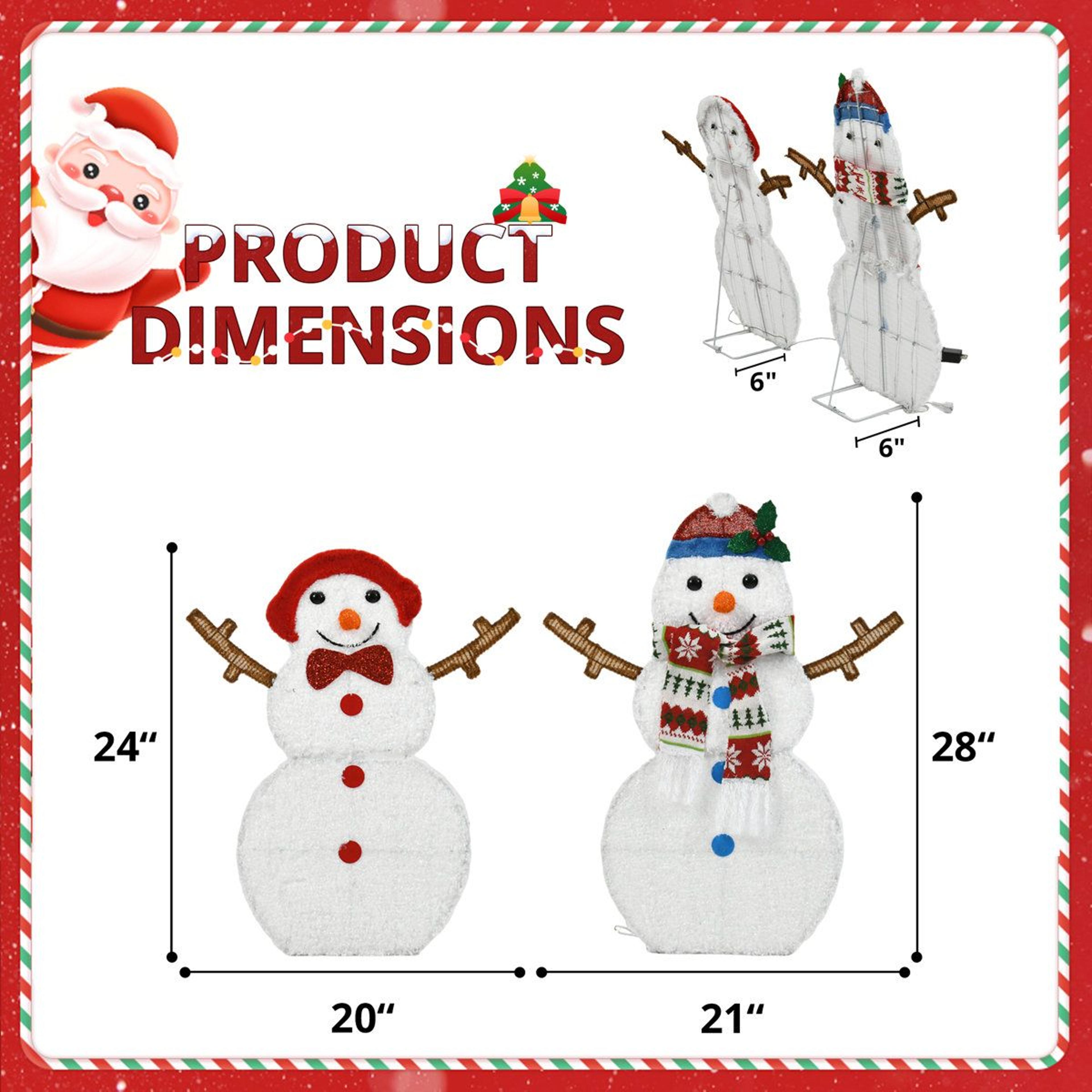 2Piece Lighted Outdoor Snowman Christmas Decorations With 60 Warm White LED Lights 8