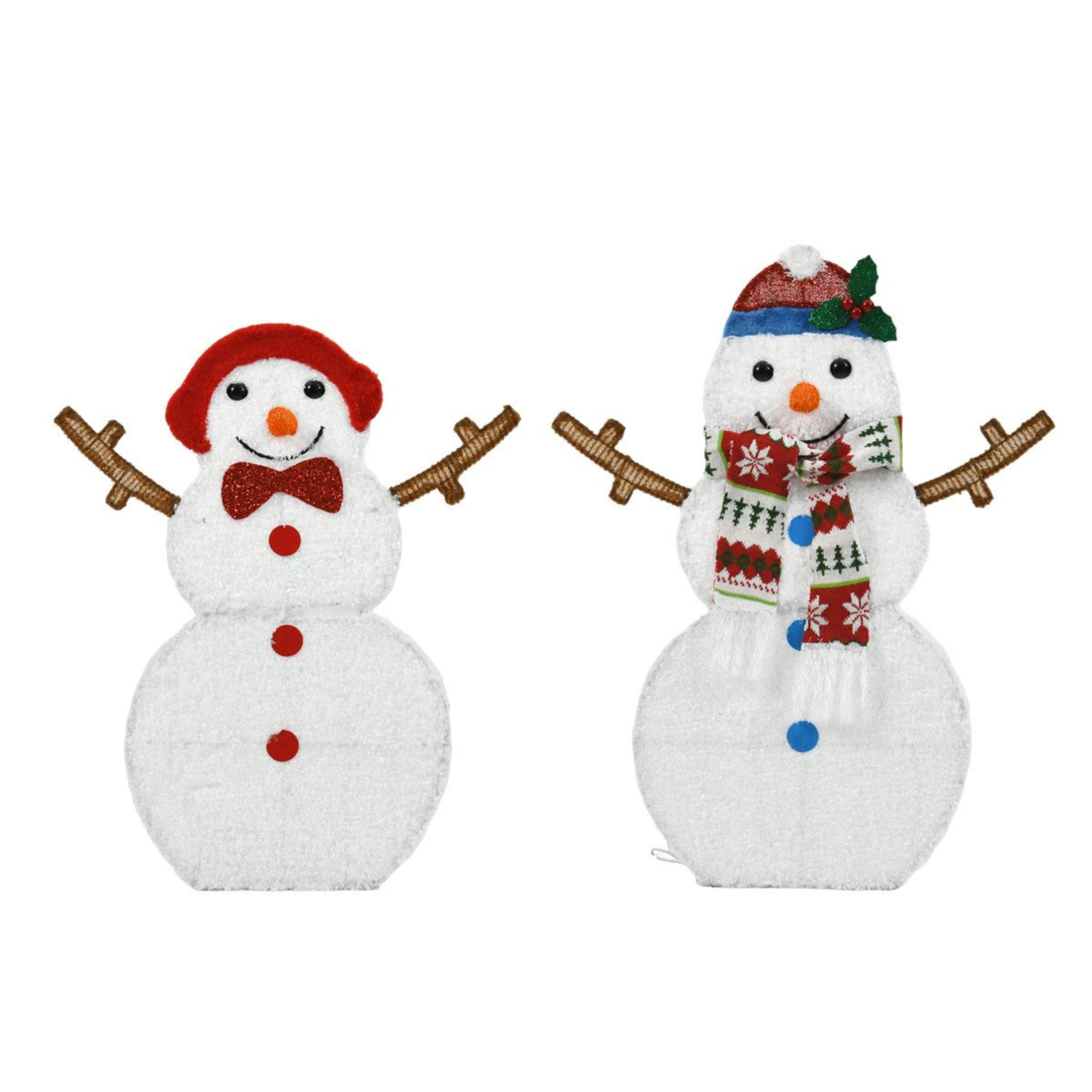 2-piece lighted outdoor snowman christmas decorations with 60 warm white led lights
