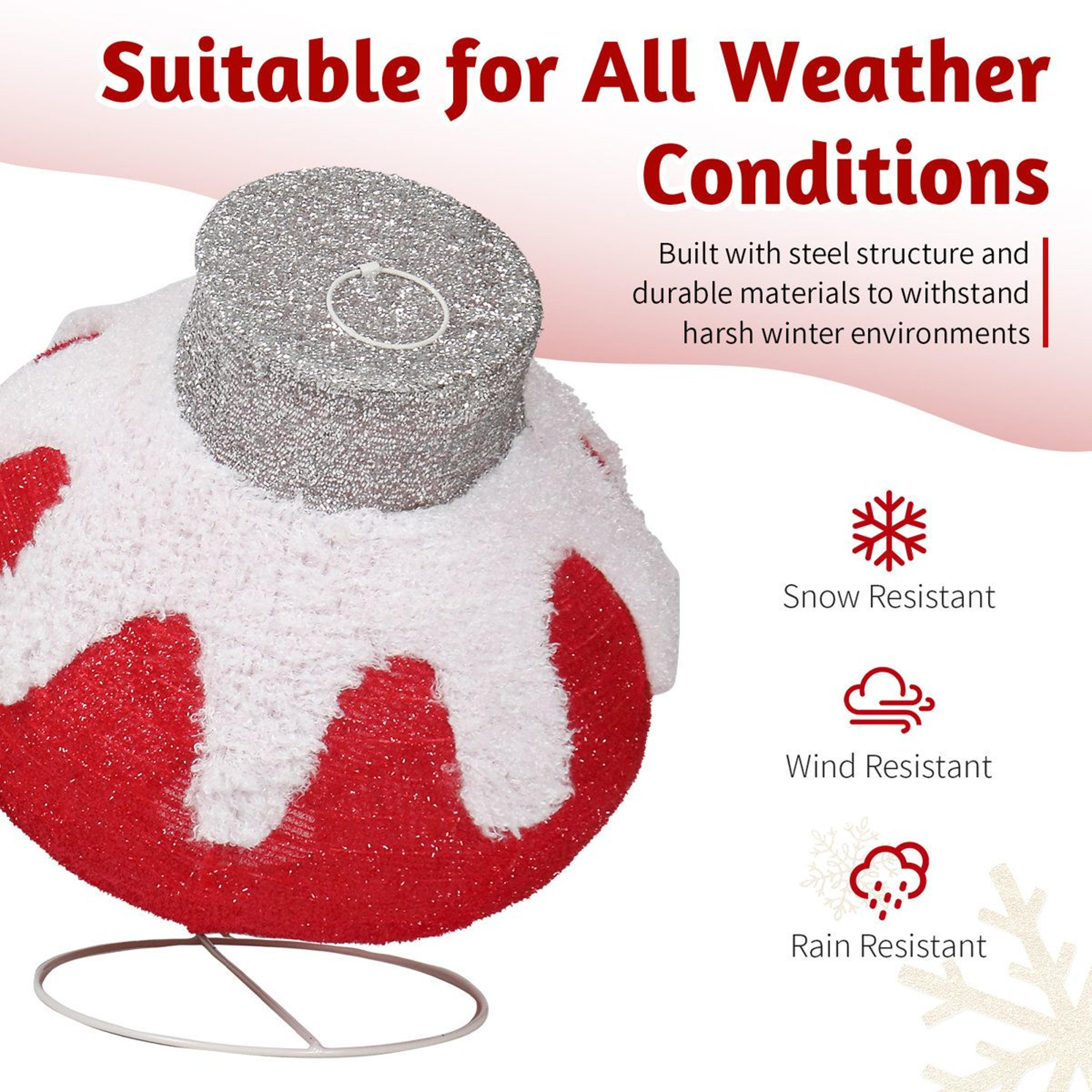4Piece Lighted Christmas Ball Decoration Set With Warm White LED Lights 3