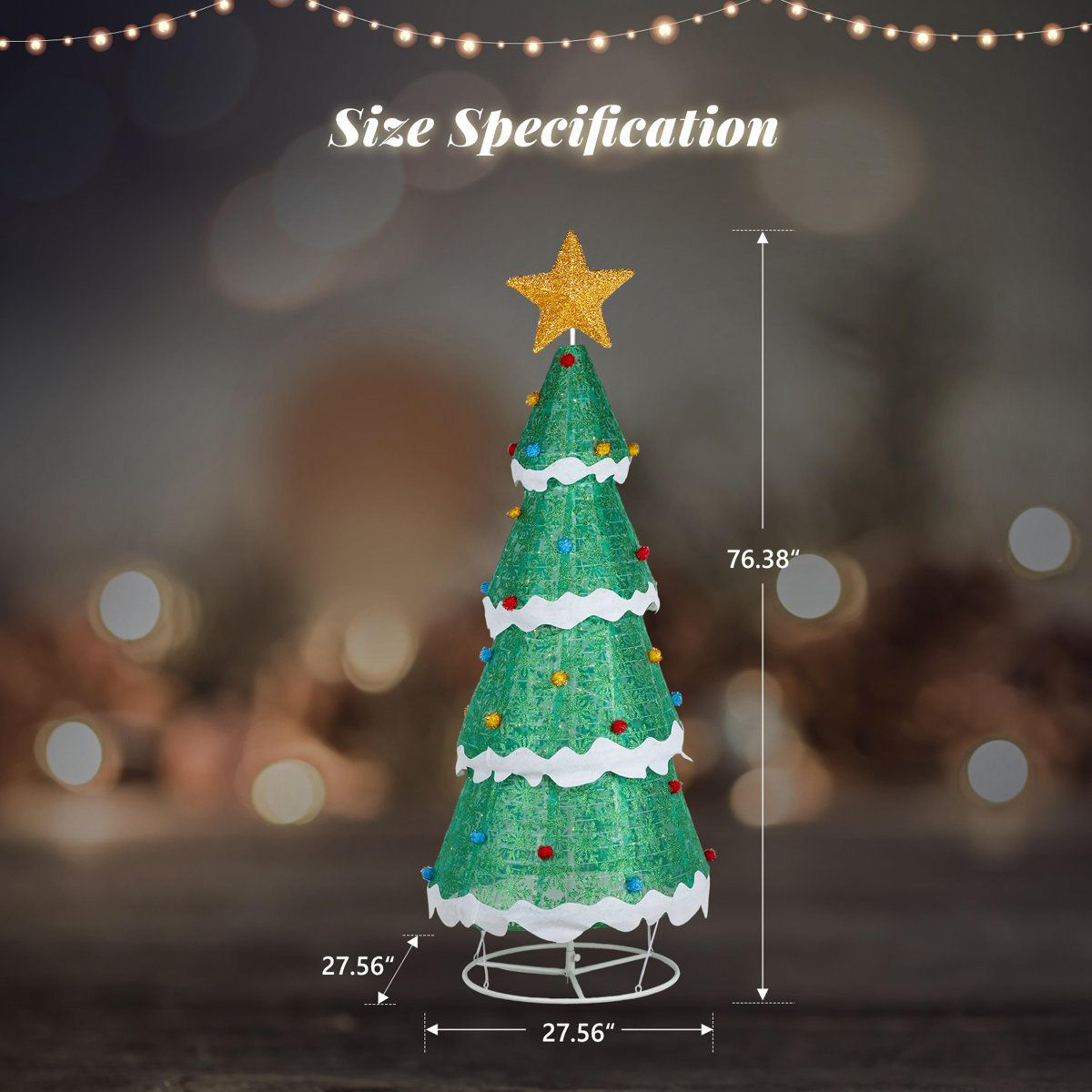 Lighted Collapsible Christmas Tree With Warm White LED Lights And Star Topper 1