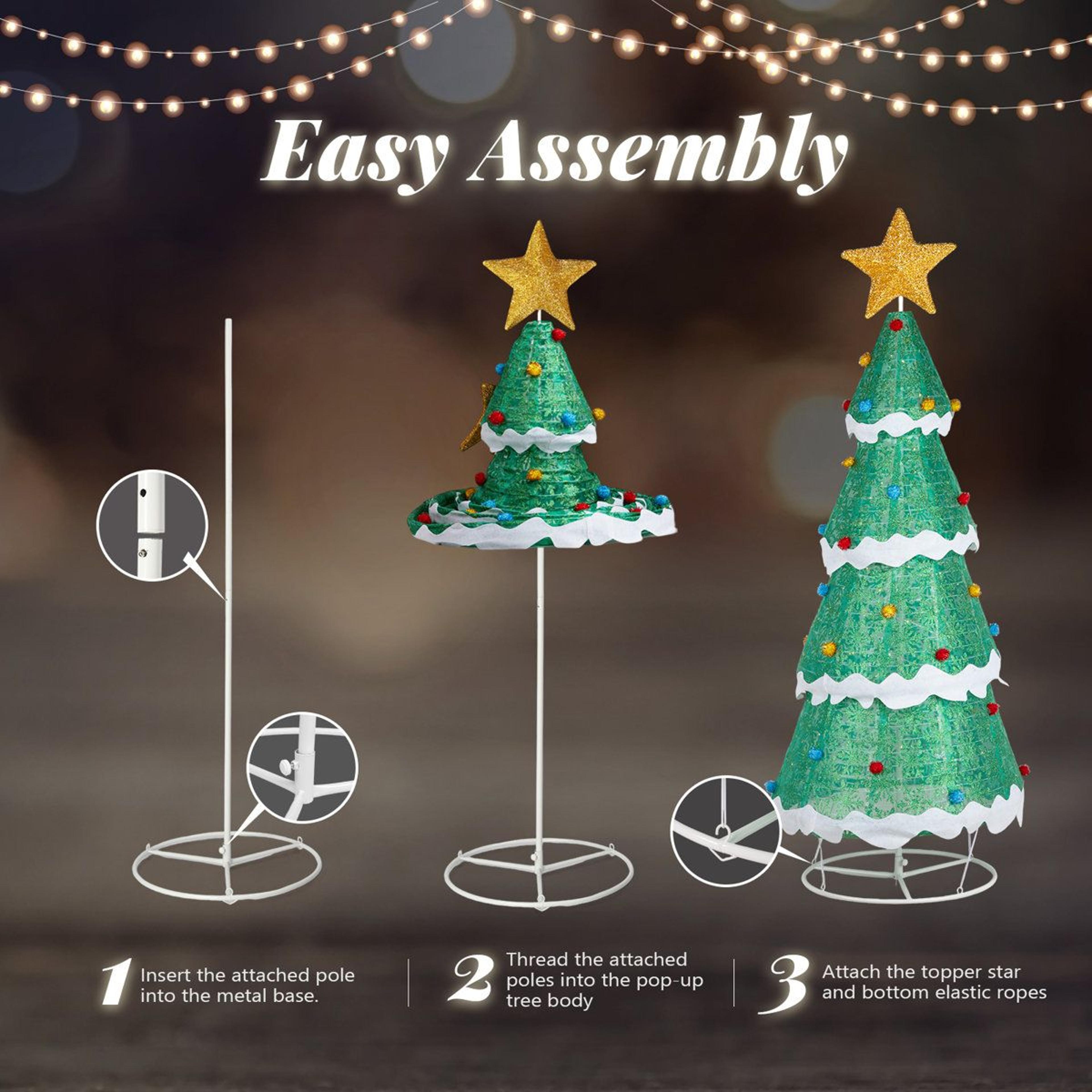 Lighted Collapsible Christmas Tree With Warm White LED Lights And Star Topper 4