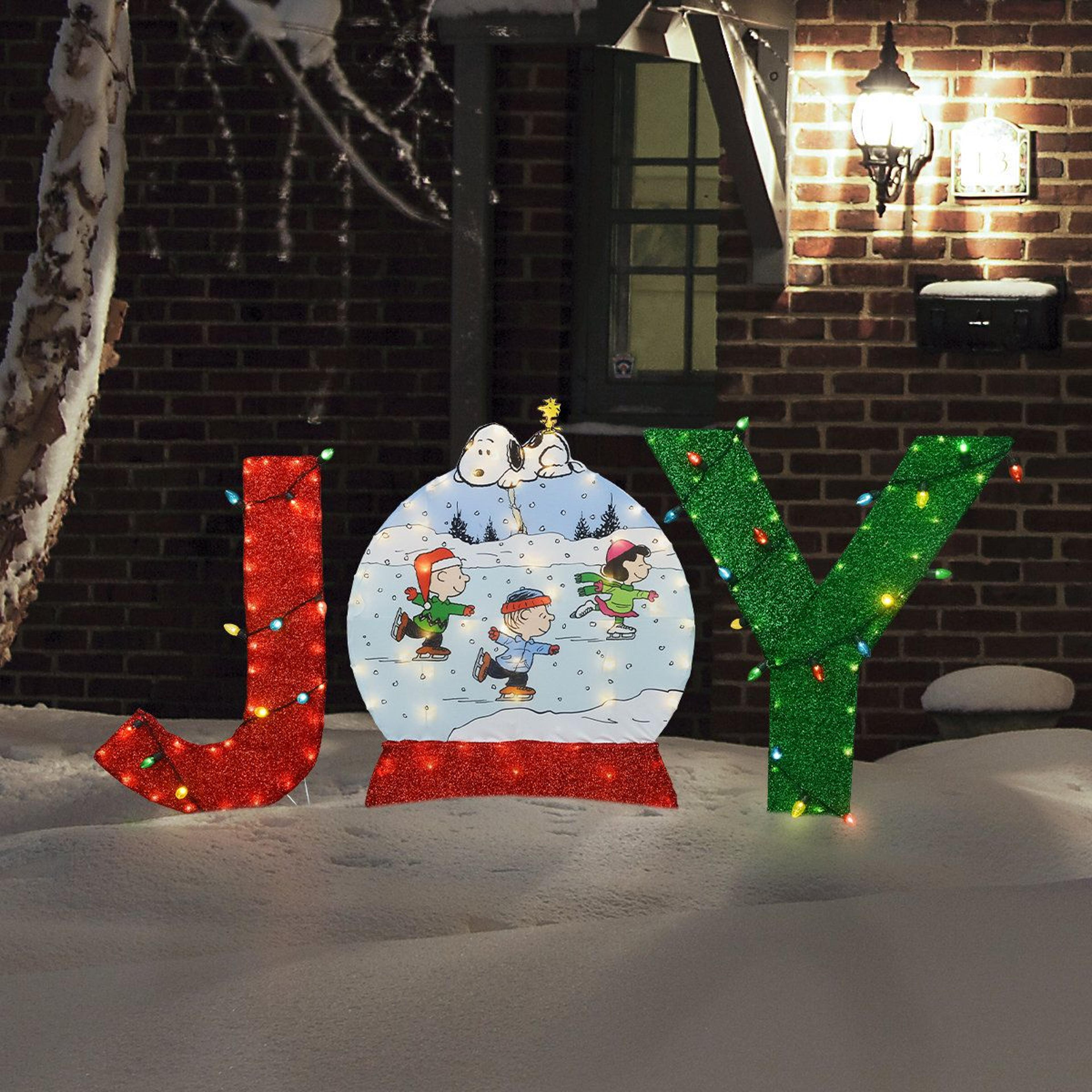 36Inch Lighted Peanuts Christmas Outdoor Decoration With Snoopy And Woodstock 1