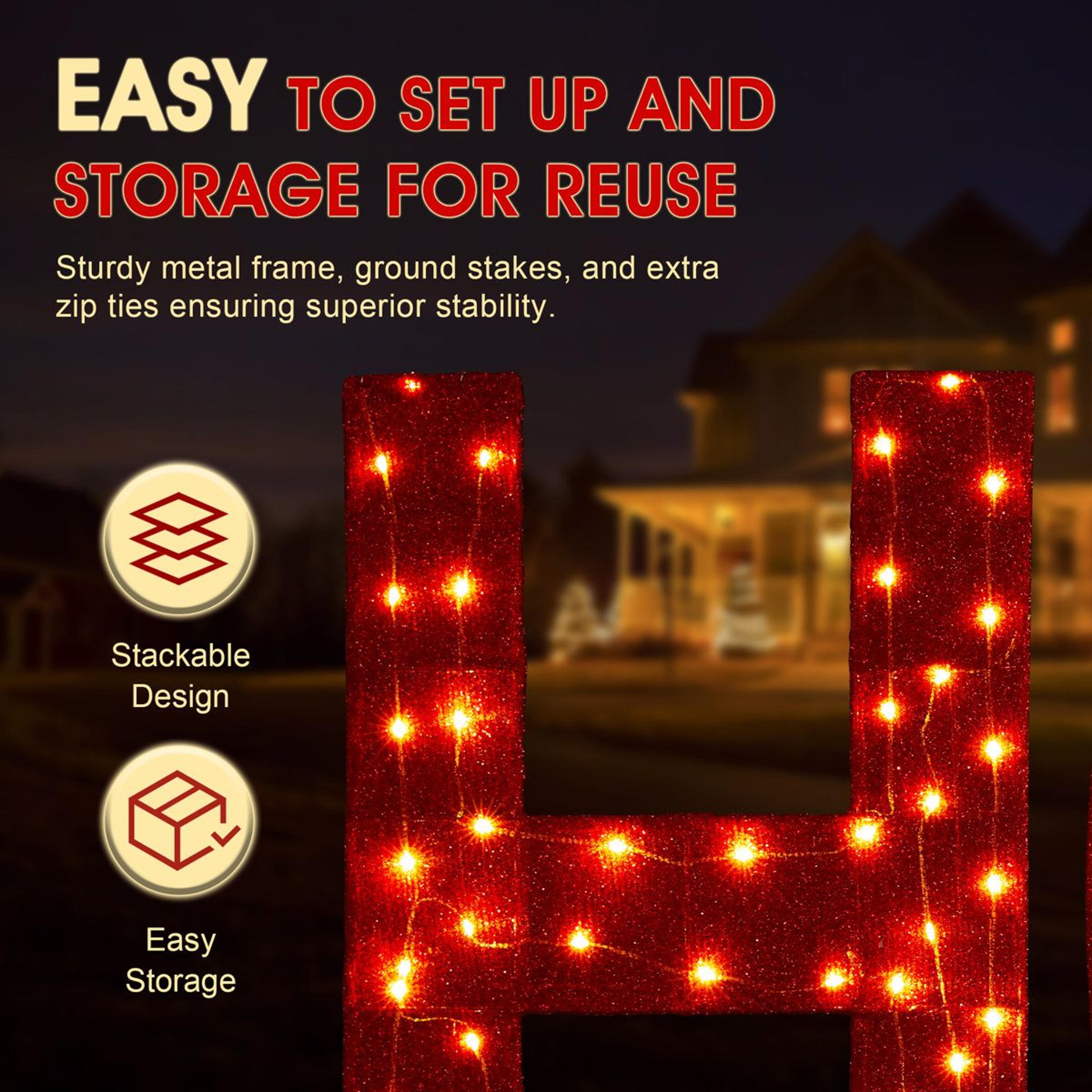Lighted Christmas Nativity HOPE Outdoor Decoration With 240 Warm White LED Lights Set Of 4 9