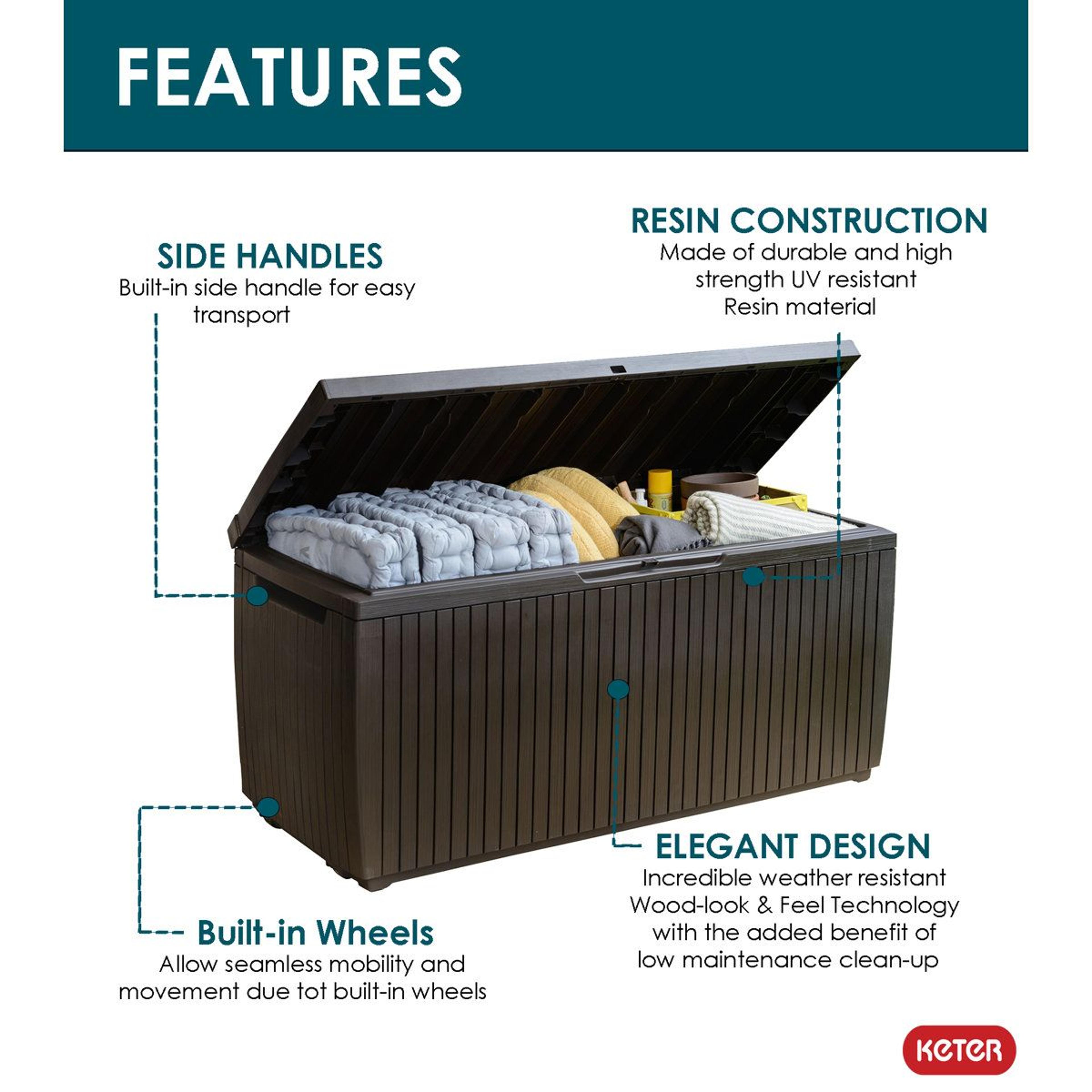 80 Gallon Outdoor Storage Deck Box With Lockable Lid And WeatherResistant Resin 3
