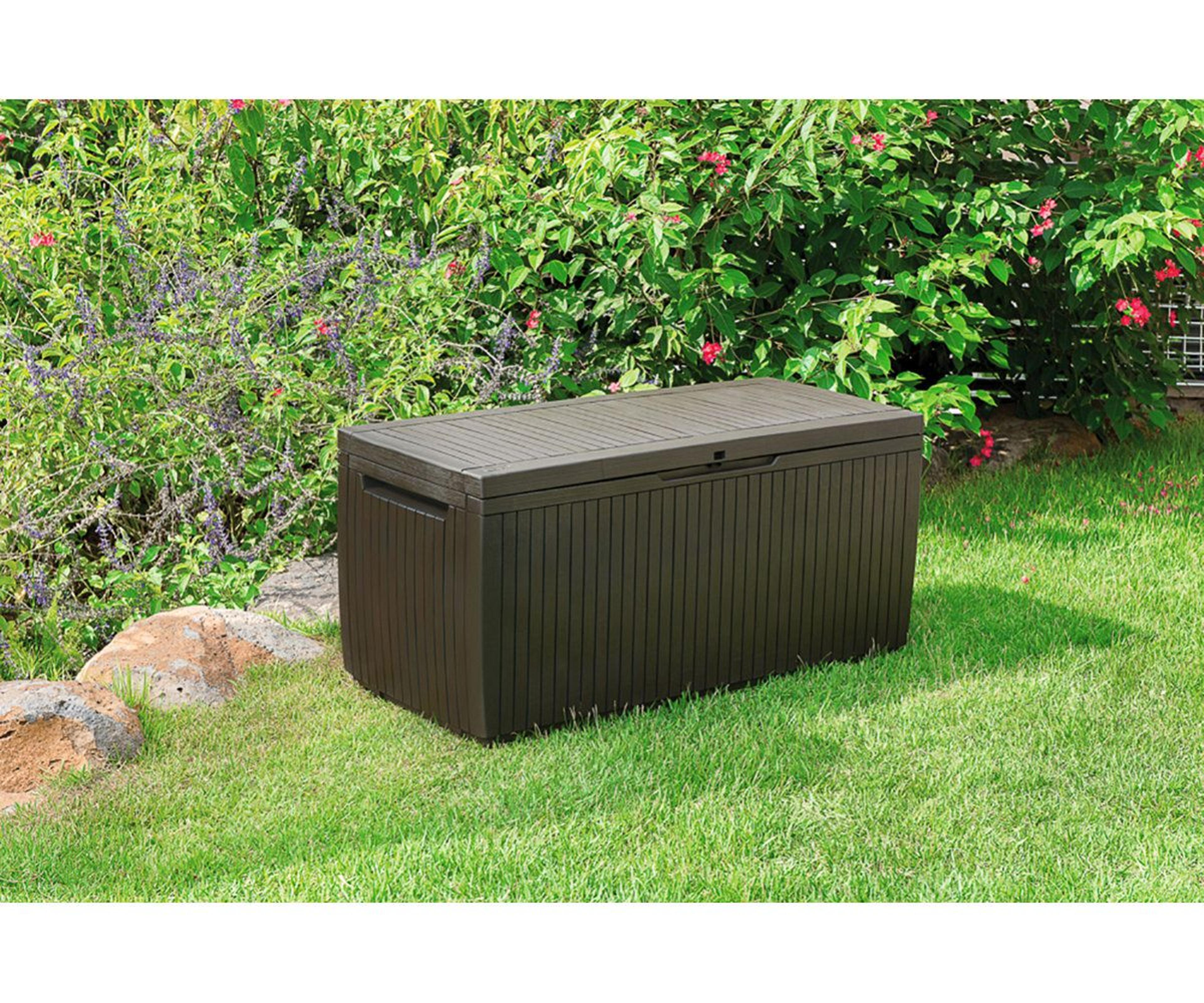 80 Gallon Outdoor Storage Deck Box With Lockable Lid And WeatherResistant Resin 8