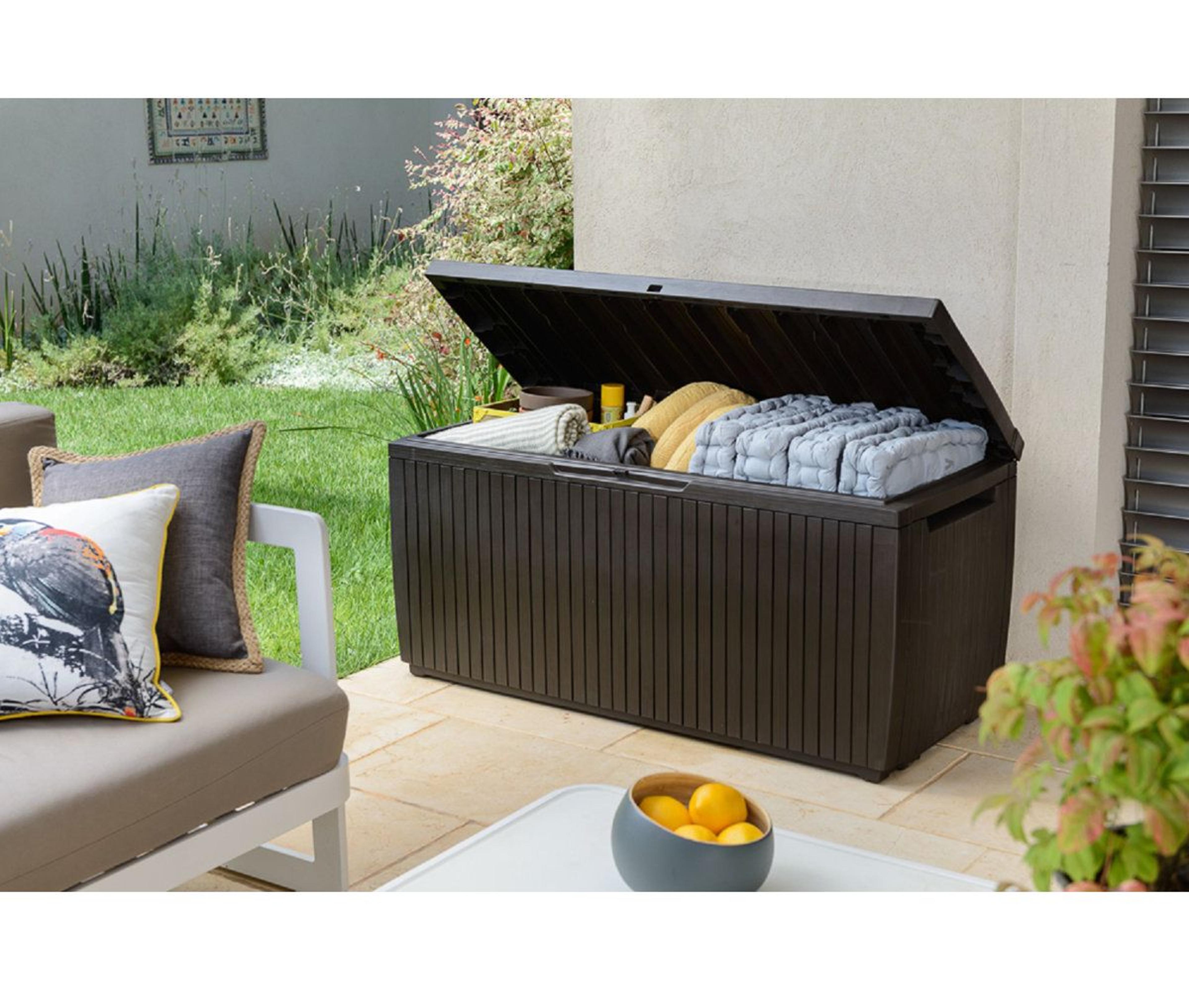 80 Gallon Outdoor Storage Deck Box With Lockable Lid And WeatherResistant Resin 1