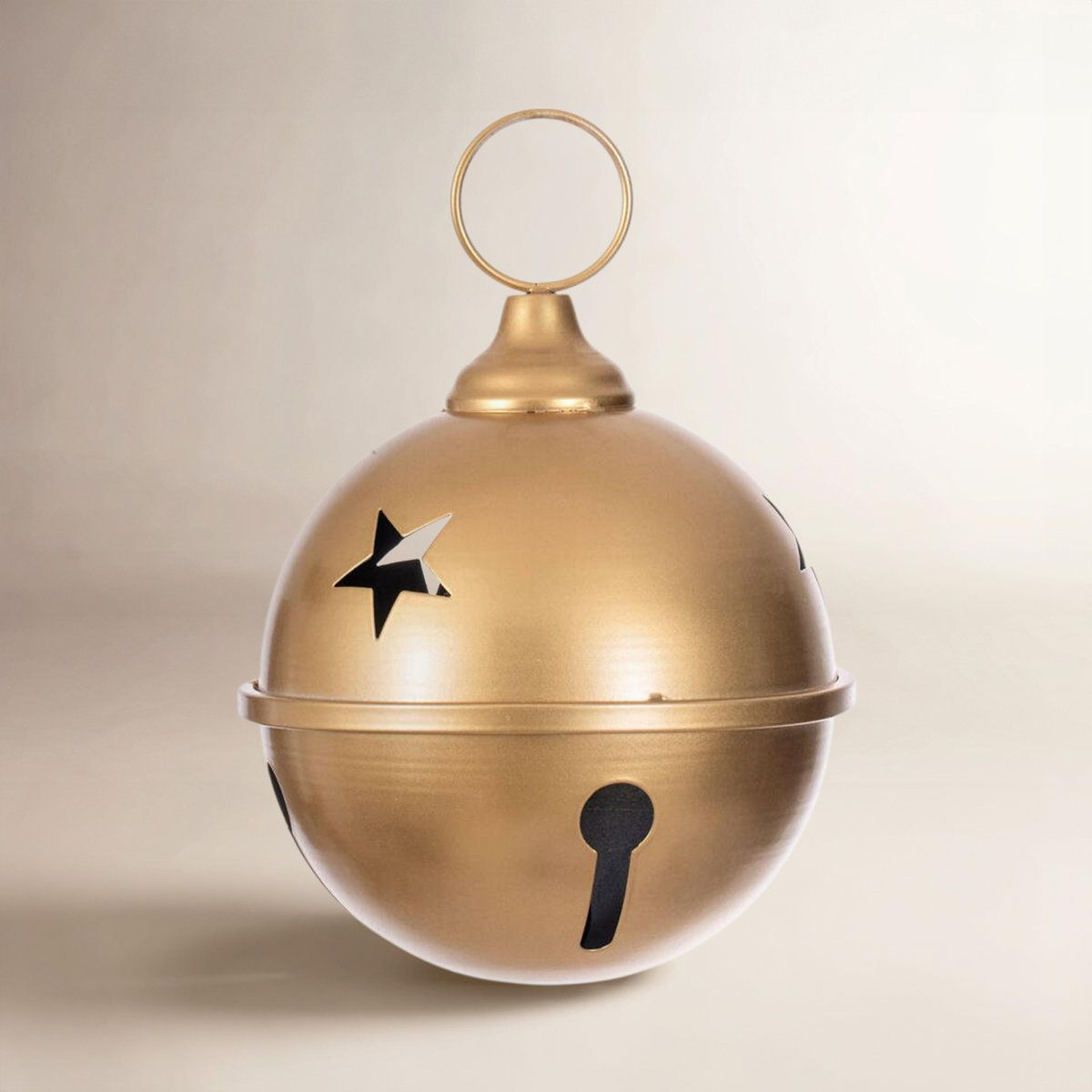 6-inch gold iron bell christmas ornament with star cutouts