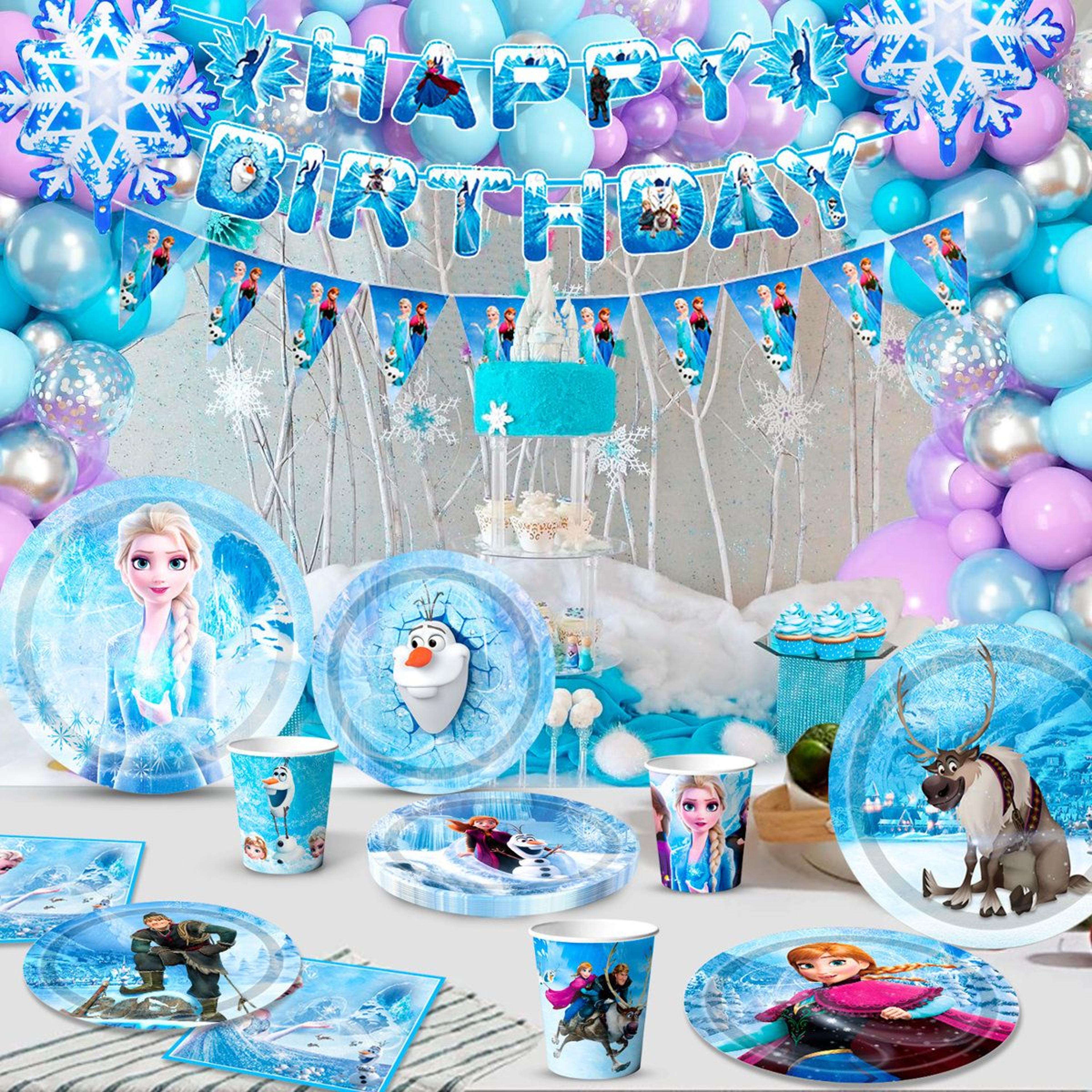 Frozen Birthday Party Tableware Set  120Piece Plates Cups And Napkins 1